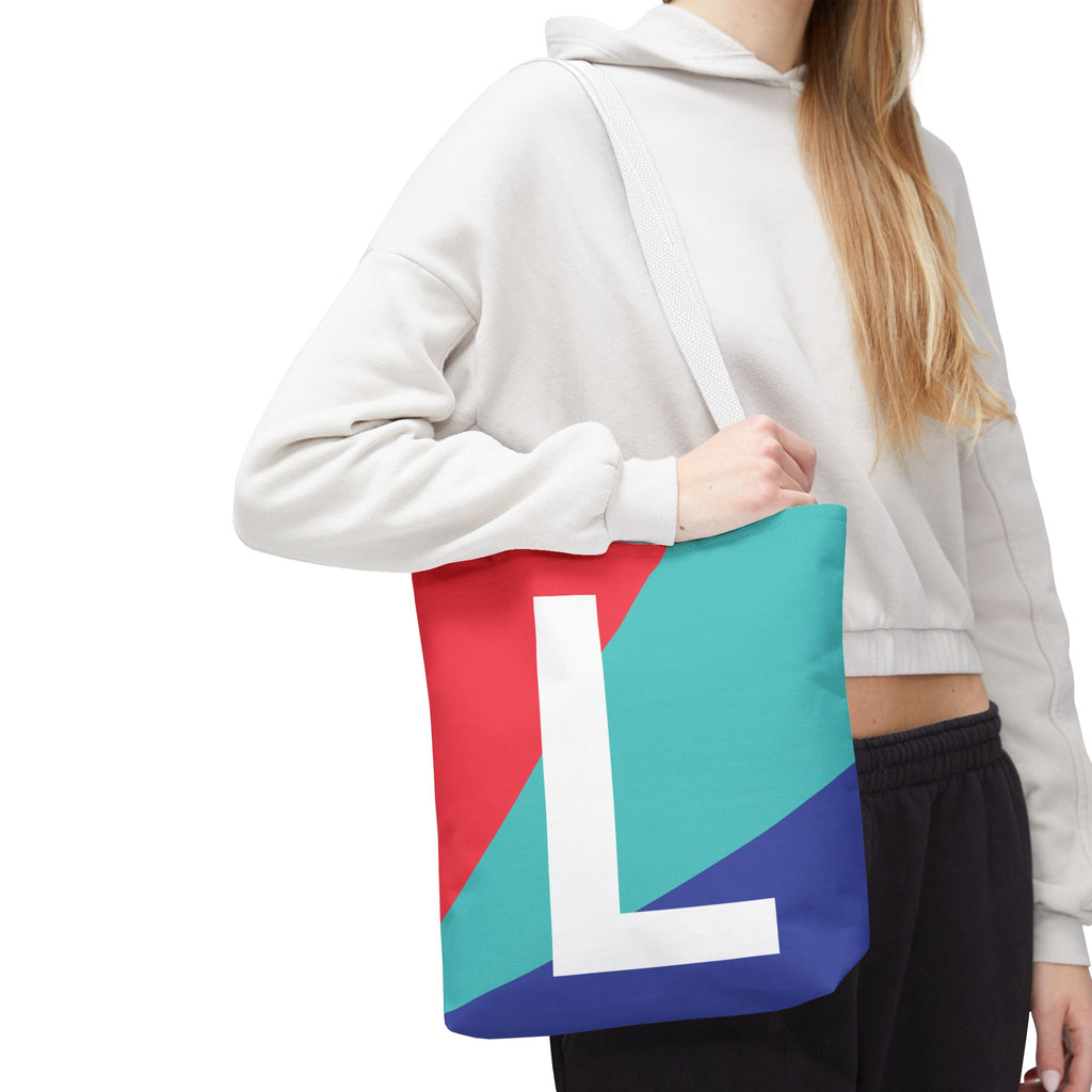 Monogram 'L' Colorblock Tote Bag — Personalized Initial L Shoulder Tote