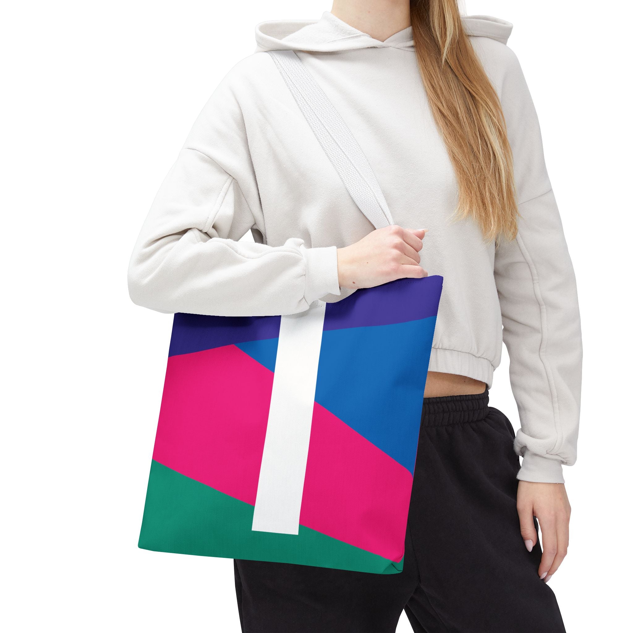 Monogram 'I' Colorblock Tote Bag — Personalized Initial I Shoulder Tote