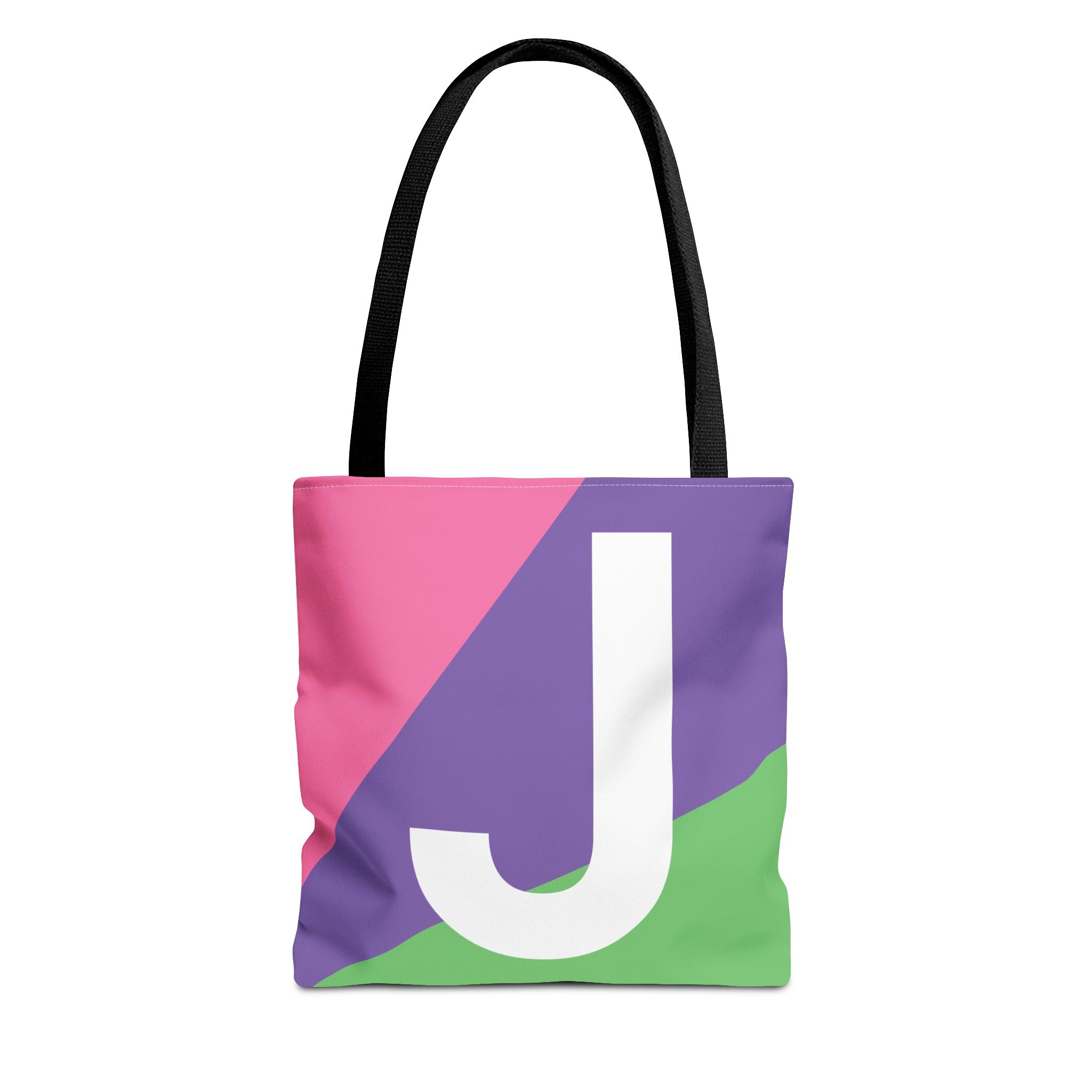 Monogram 'J' Colorblock Tote Bag — Personalized Initial J Shoulder Tote