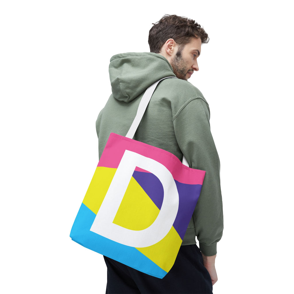 Monogram 'D' Colorblock Tote Bag — Personalized Initial D Shoulder Tote