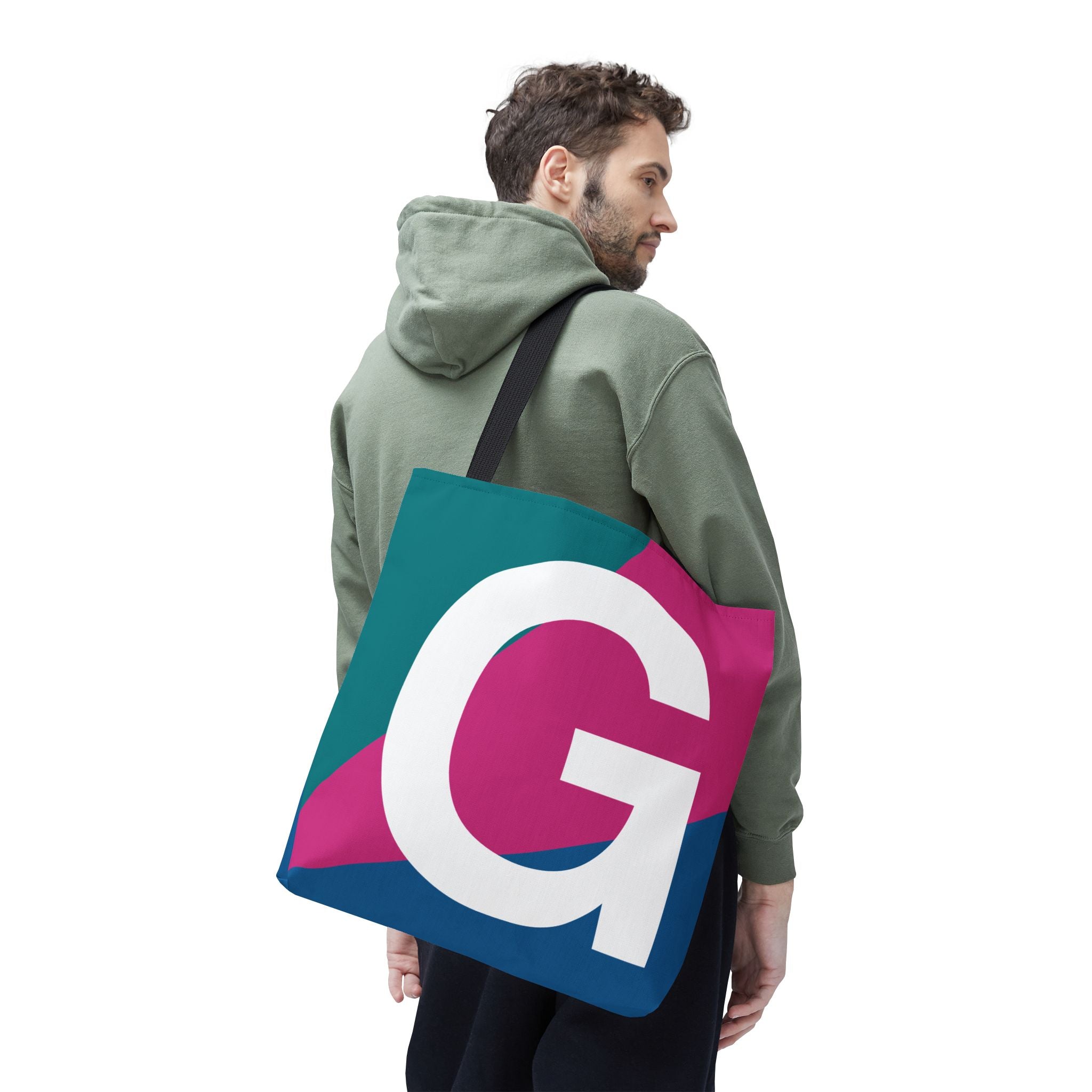 Monogram 'G' Colorblock Tote Bag — Personalized Initial G Shoulder Tote