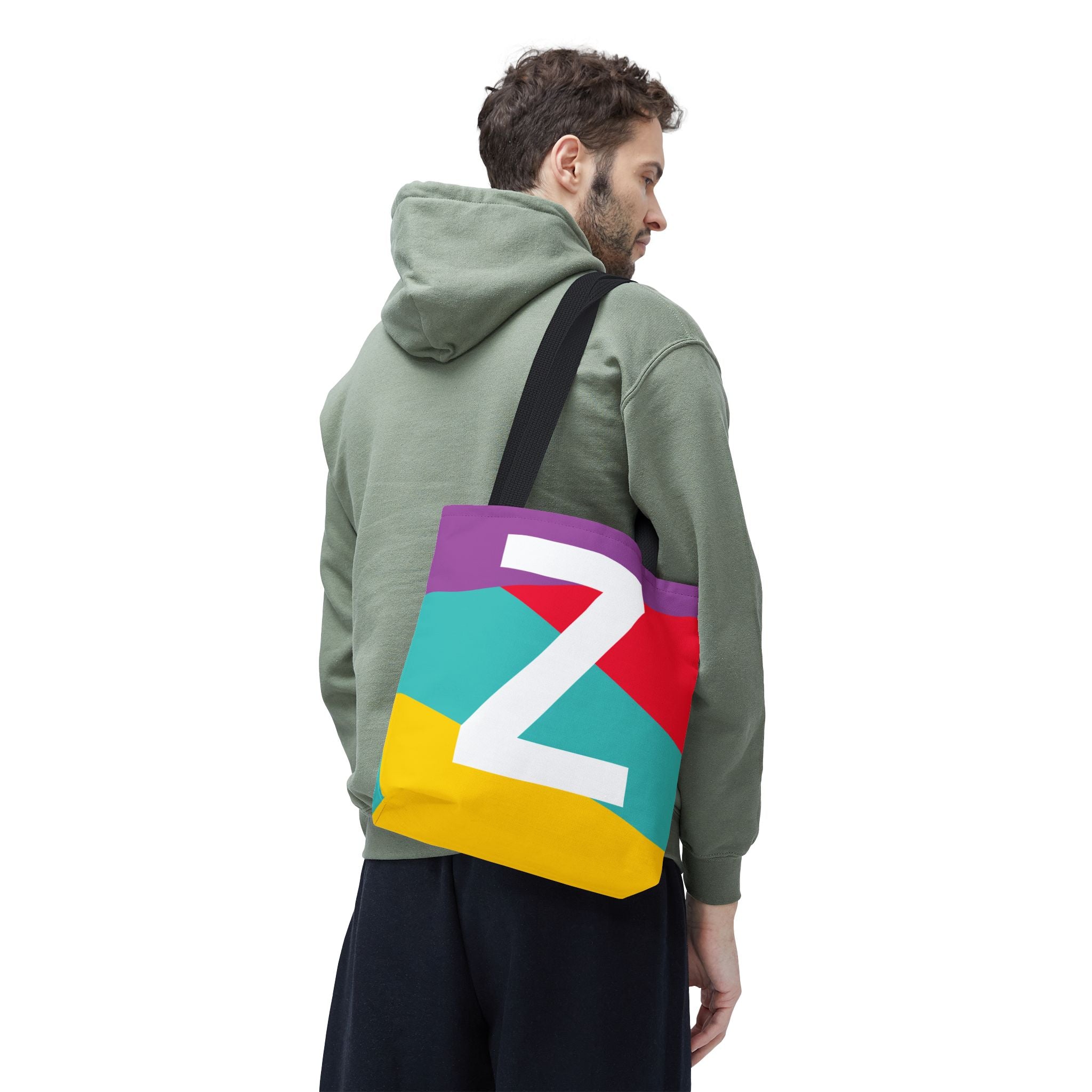 Monogram 'Z' Colorblock Tote Bag — Personalized Initial Z Shoulder Tote