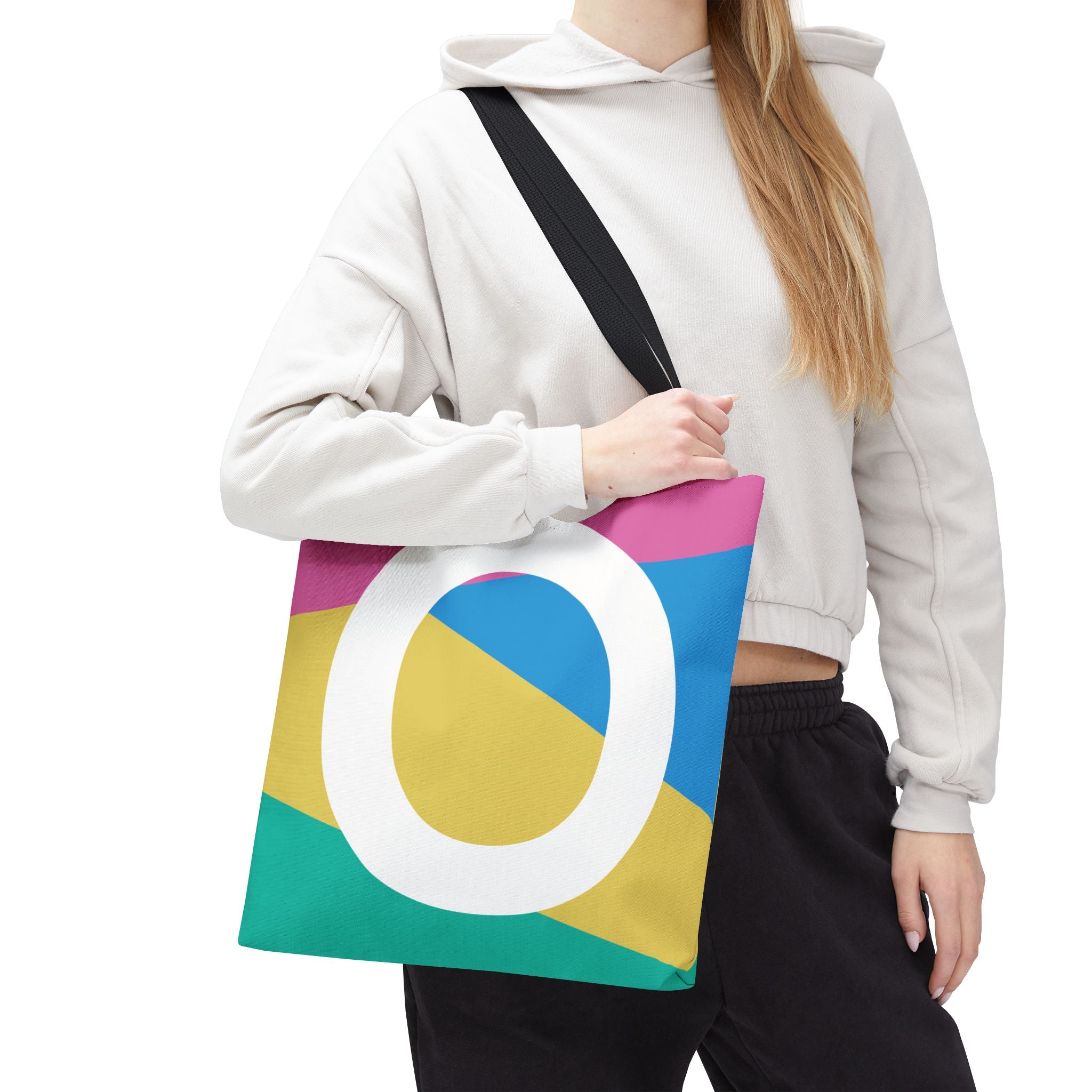 Monogram 'O' Colorblock Tote Bag — Personalized Initial O Shoulder Tote