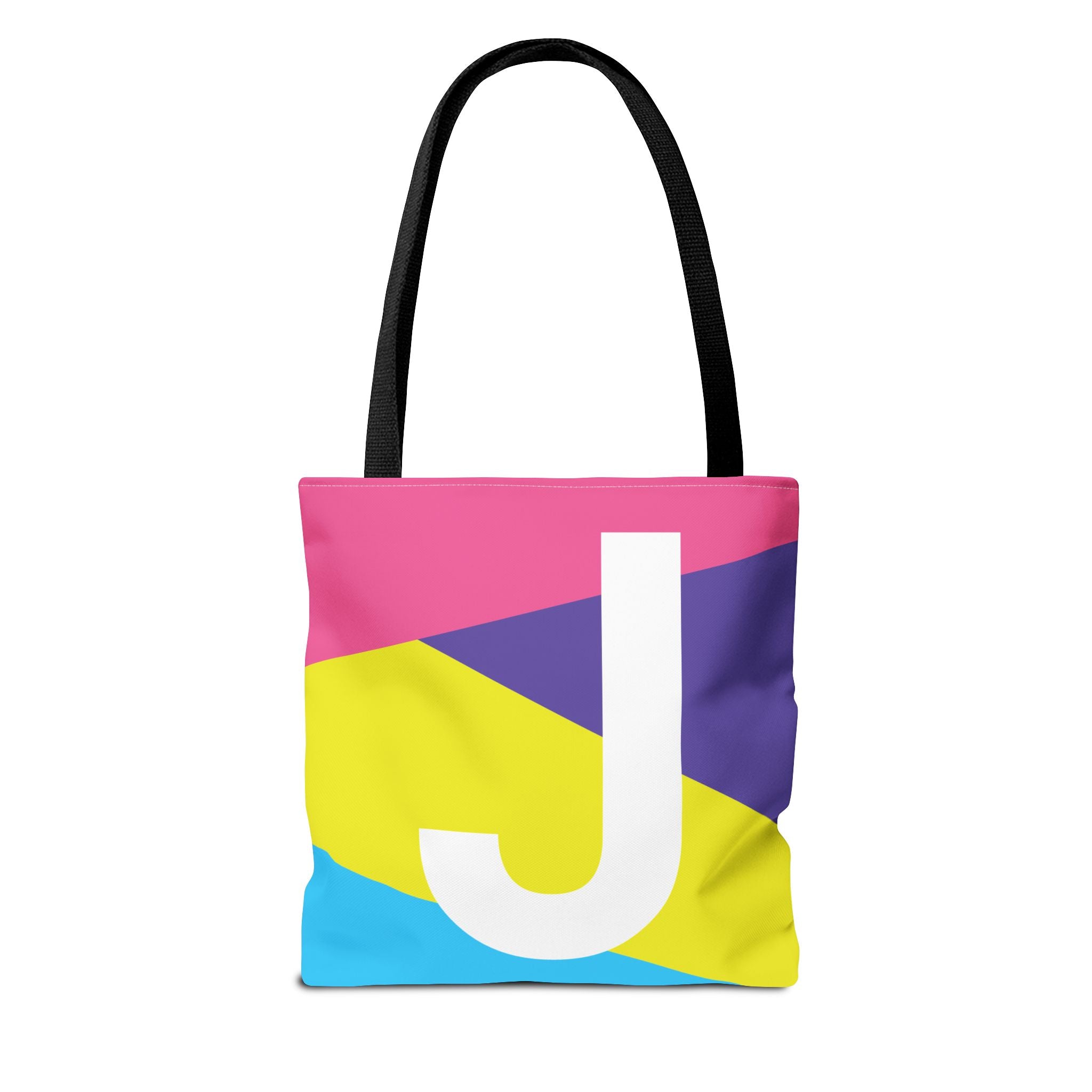 Monogram 'J' Colorblock Tote Bag — Personalized Initial J Shoulder Tote