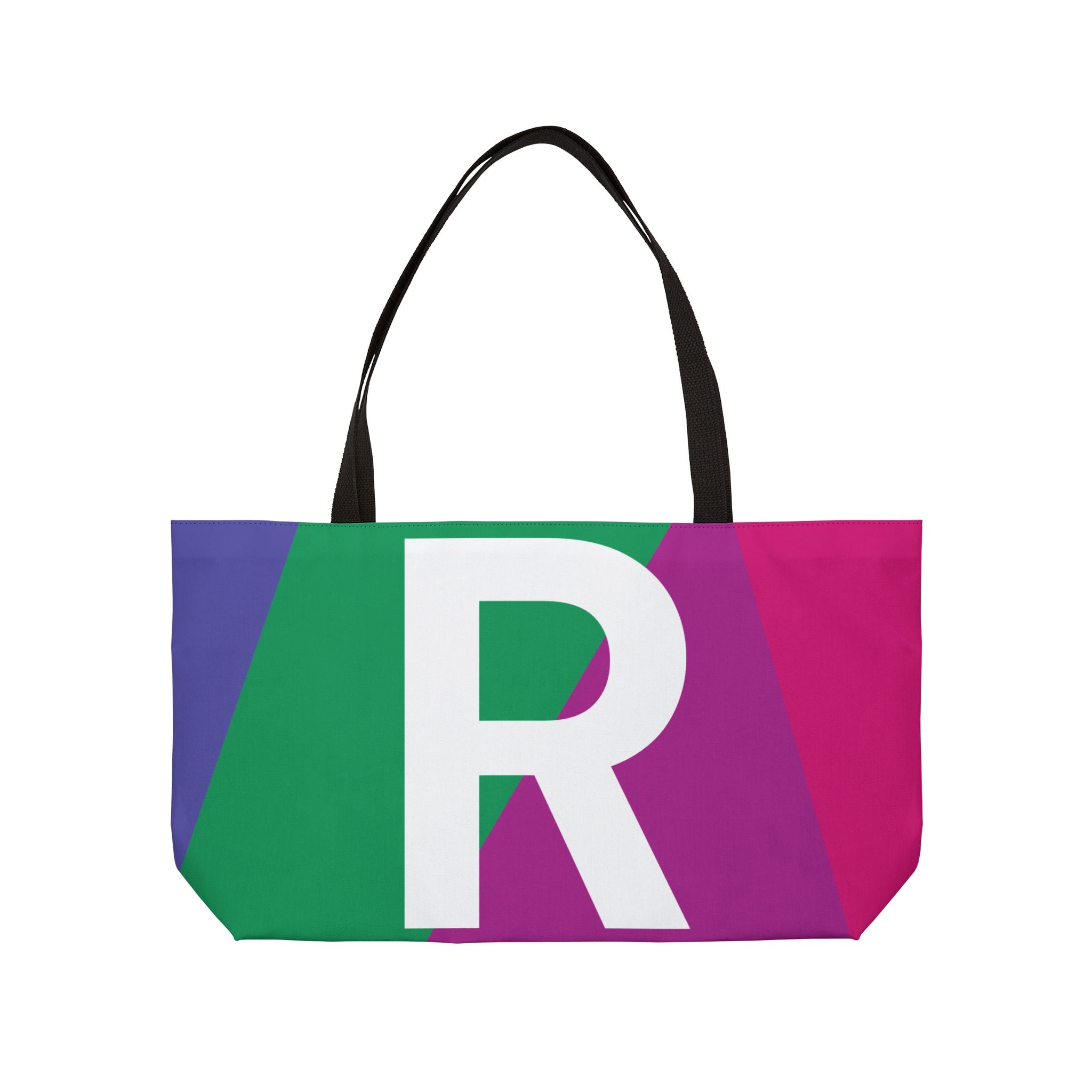 Personalized 'R' Colorblock Tote Bag — Monogram Weekender Tote