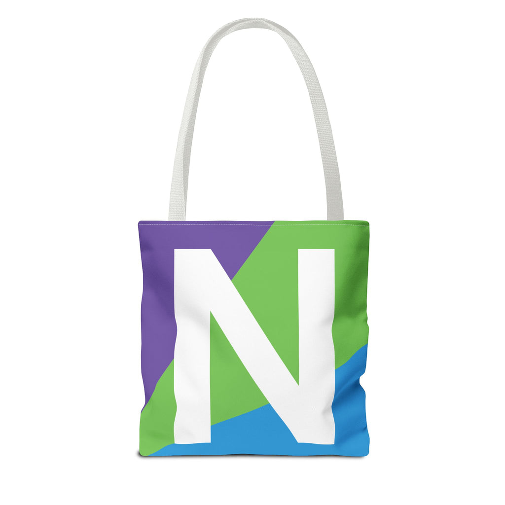 Monogram 'N' Colorblock Tote Bag — Personalized Initial N Shoulder Tote