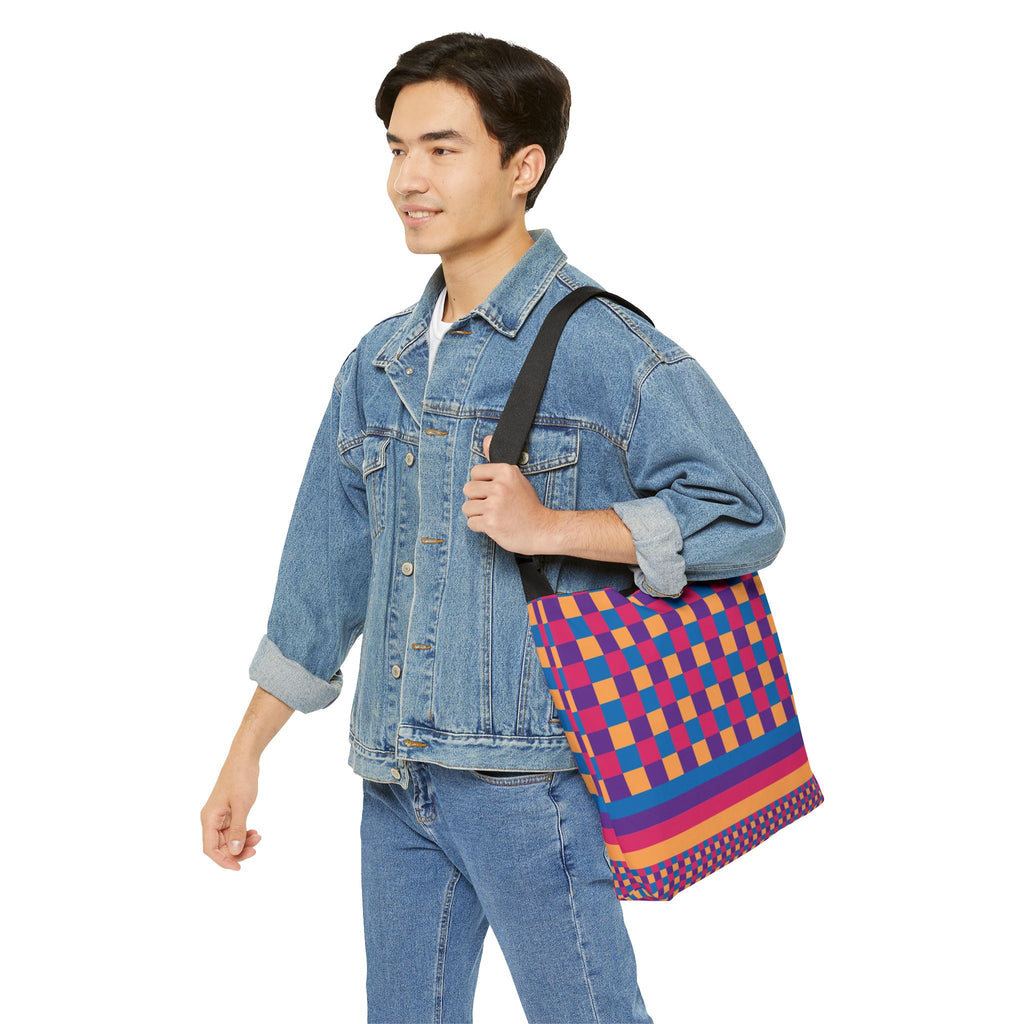 Colorblock Geometric Tote Bag