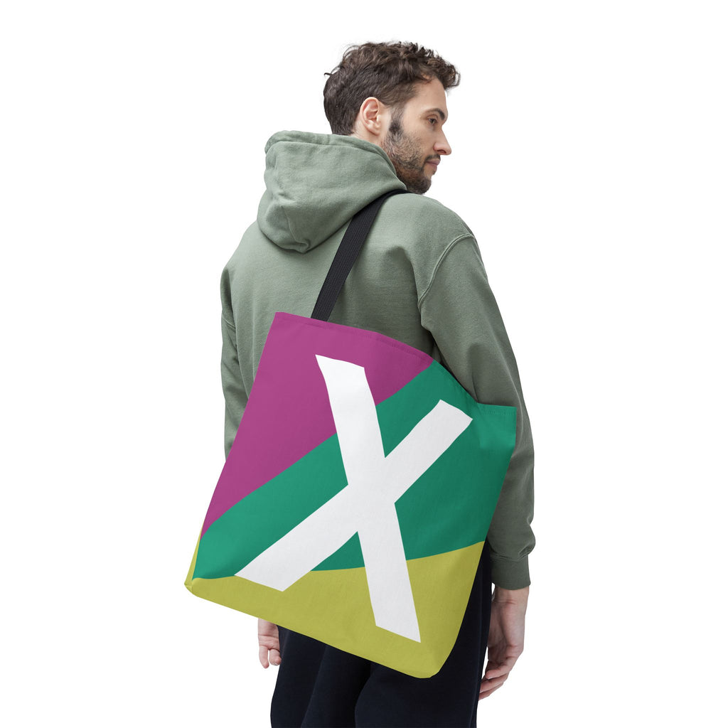 Monogram 'X' Colorblock Tote Bag — Personalized Initial X Shoulder Tote