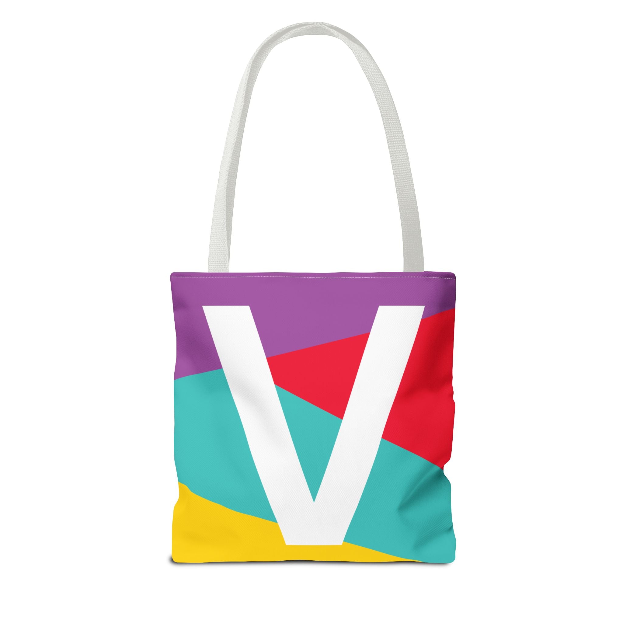 Monogram 'V' Colorblock Tote Bag — Personalized Initial V Shoulder Tote