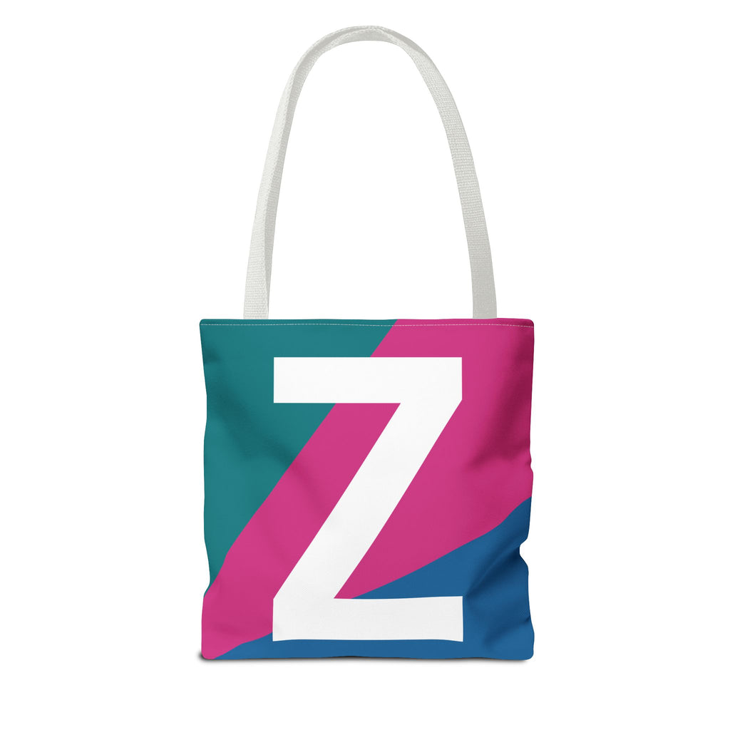Monogram 'Z' Colorblock Tote Bag — Personalized Initial Z Shoulder Tote