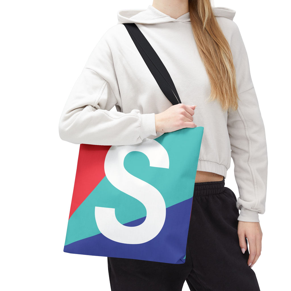Monogram 'S' Colorblock Tote Bag — Personalized Initial S Shoulder Tote