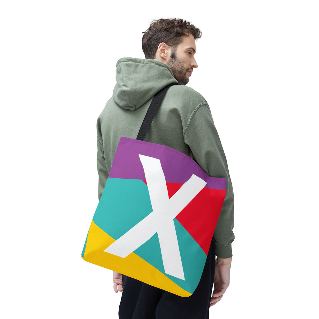 Monogram 'X' Colorblock Tote Bag — Personalized Initial X Shoulder Tote