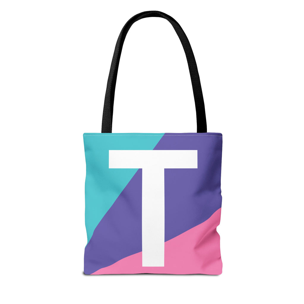 Monogram 'T' Colorblock Tote Bag — Personalized Initial T Shoulder Tote