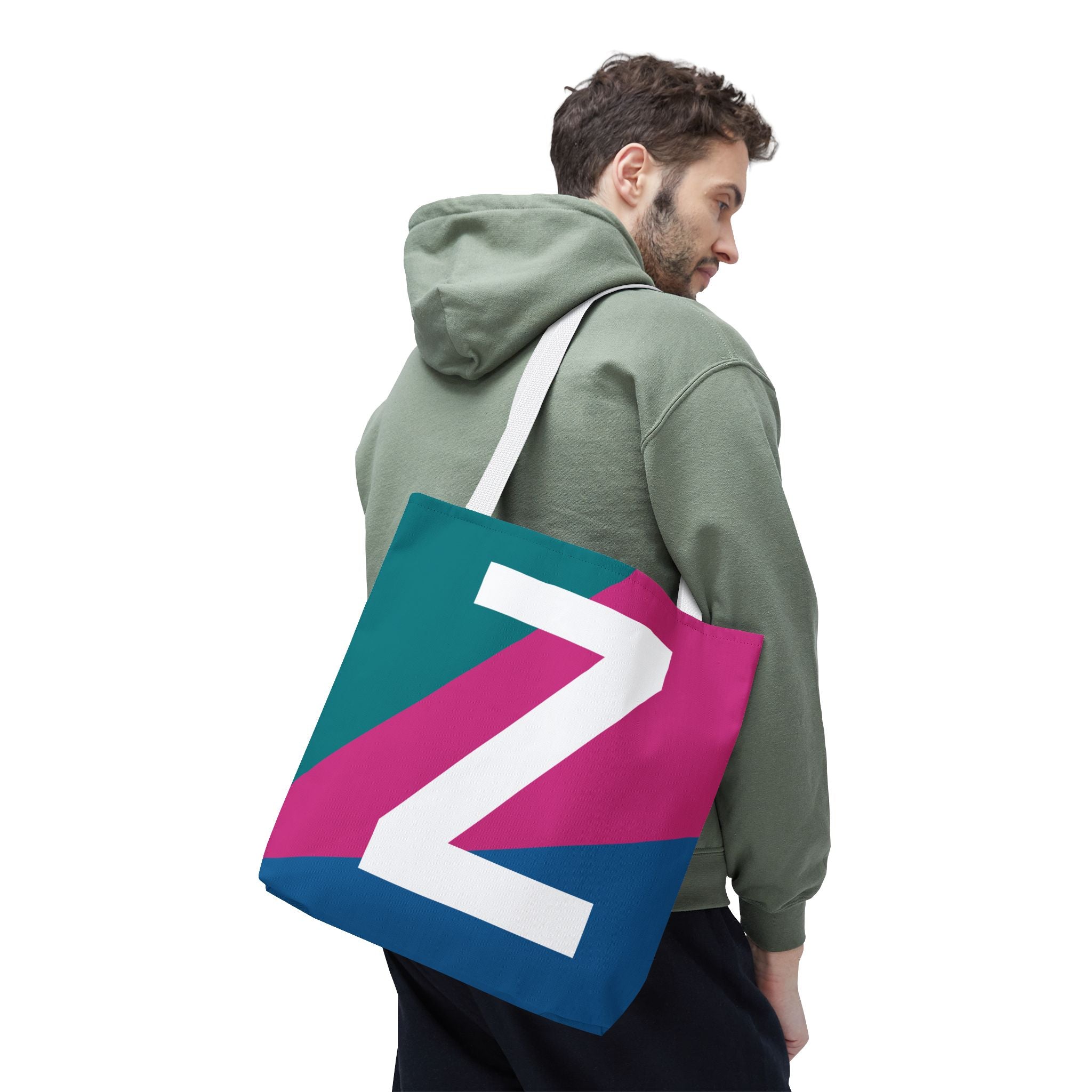 Monogram 'Z' Colorblock Tote Bag — Personalized Initial Z Shoulder Tote