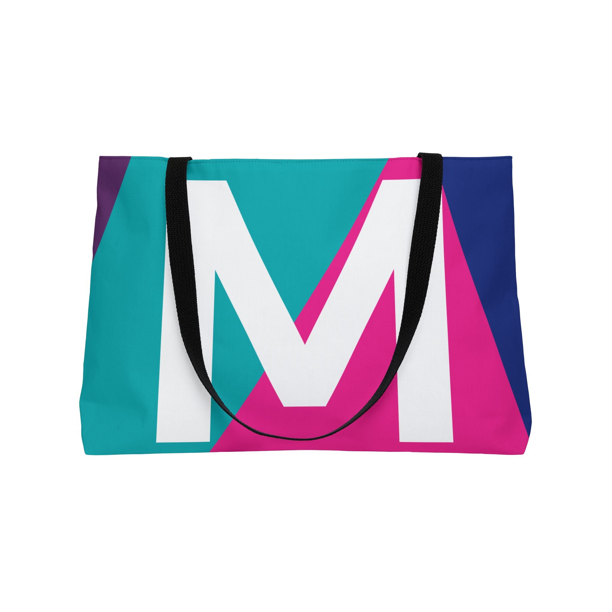 Personalized 'M' Colorblock Tote Bag — Monogram Weekender Tote