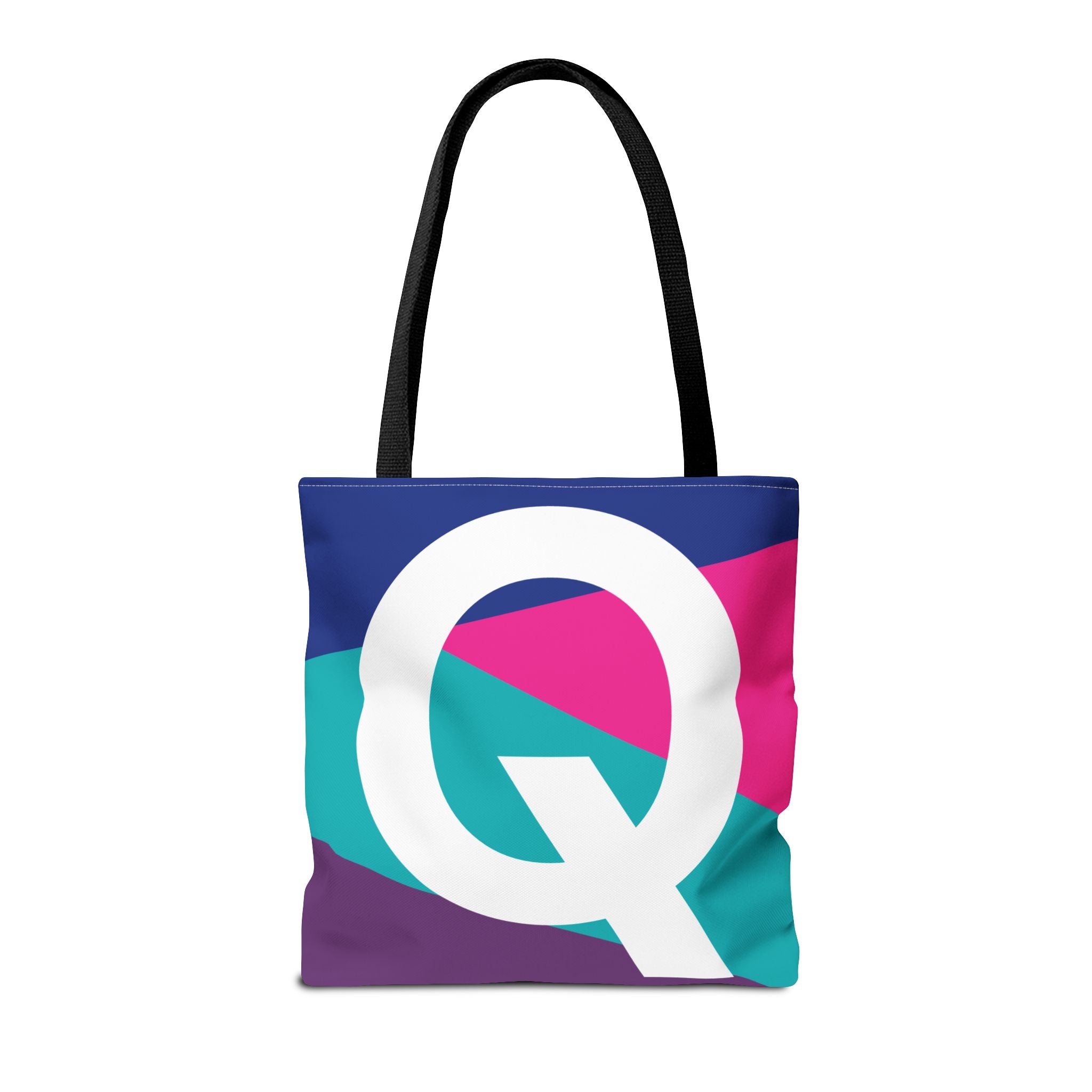 Monogram 'Q' Colorblock Tote Bag — Personalized Initial Q Shoulder Tote