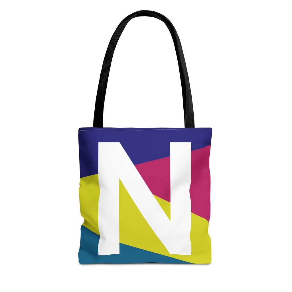 Monogram 'N' Colorblock Tote Bag — Personalized Initial N Shoulder Tote