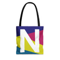Monogram 'N' Colorblock Tote Bag — Personalized Initial N Shoulder Tote