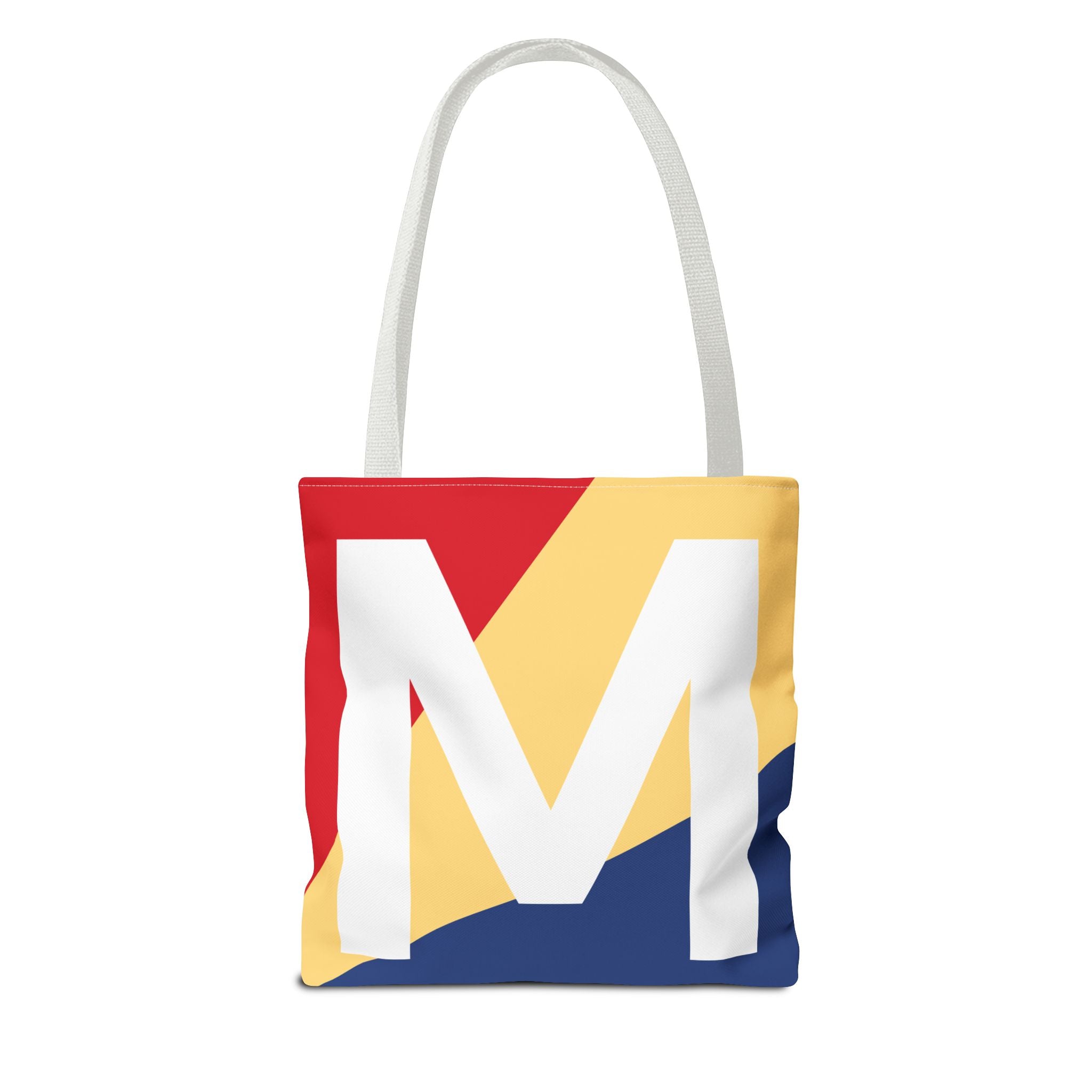 Monogram 'M' Colorblock Tote Bag — Personalized Initial M Shoulder Tote
