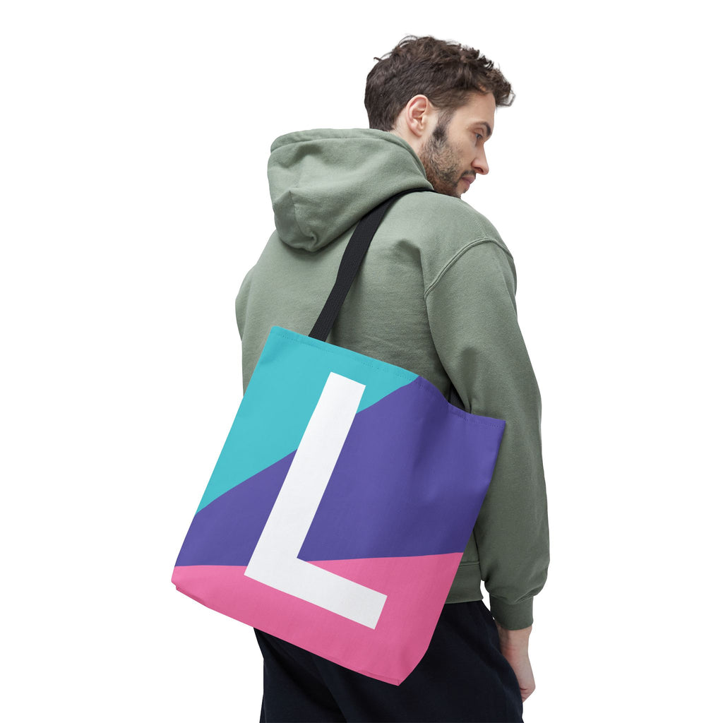 Monogram 'L' Colorblock Tote Bag — Personalized Initial L Shoulder Tote
