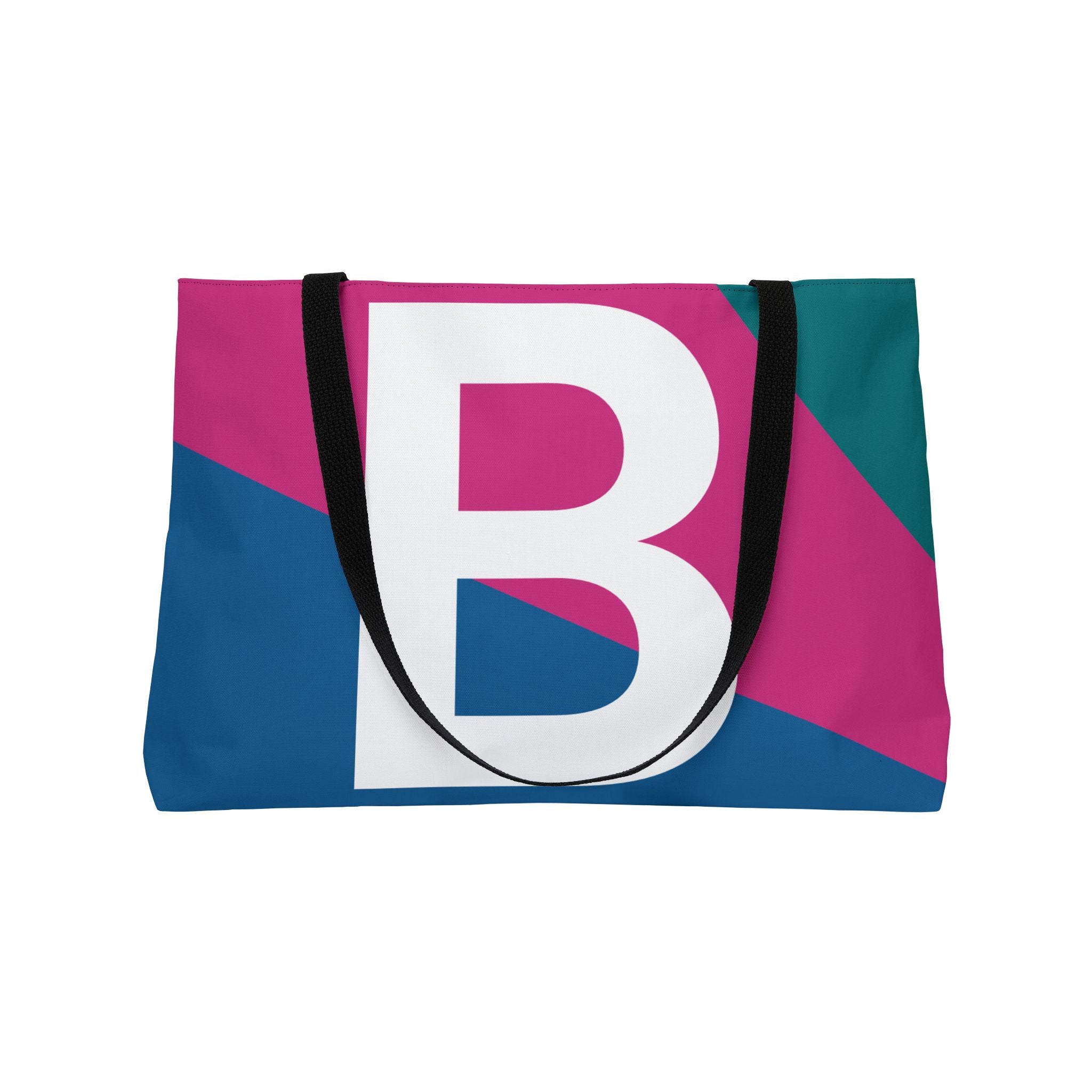 Personalized 'B' Colorblock Tote Bag — Monogram Weekender Tote