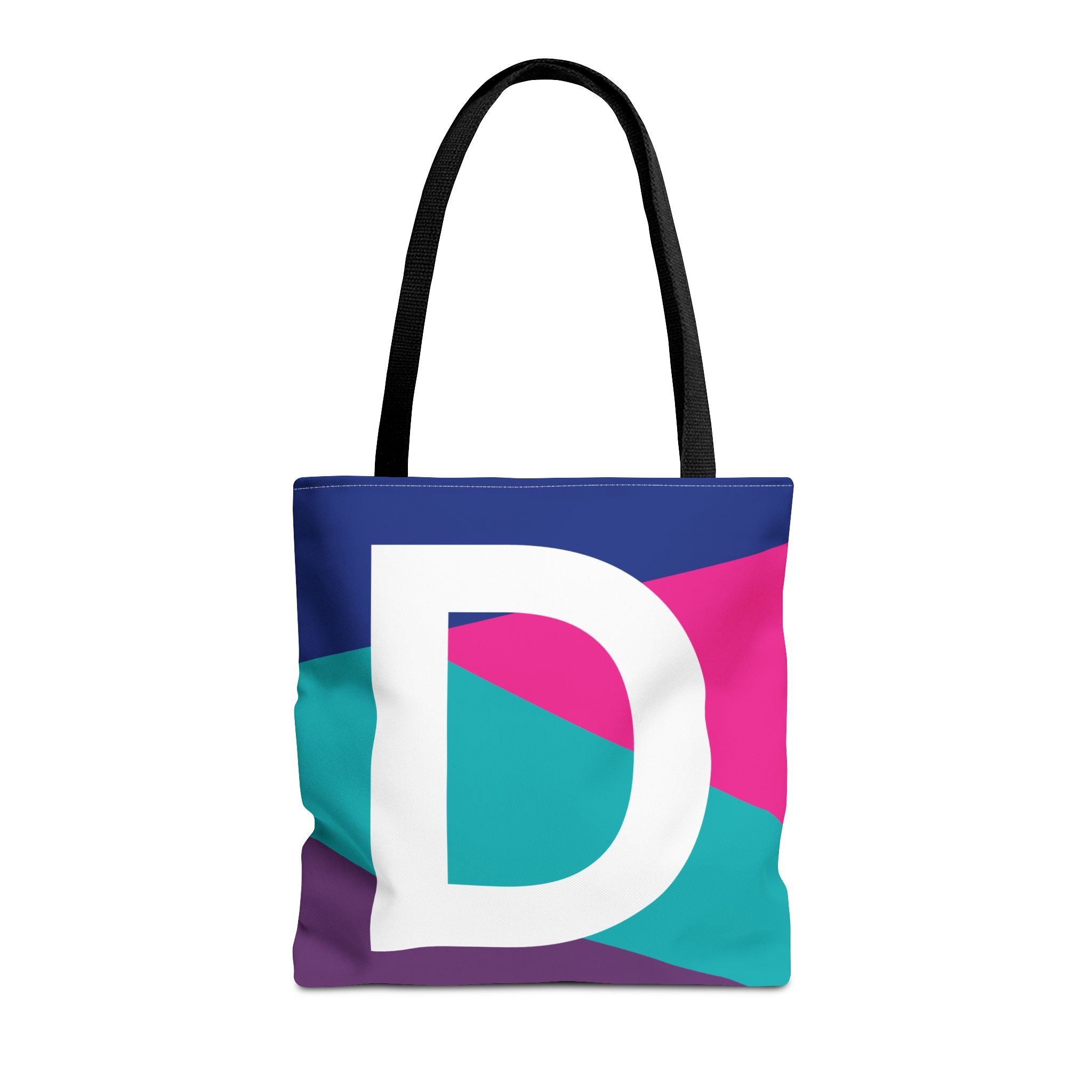 Monogram 'D' Colorblock Tote Bag — Personalized Initial D Shoulder Tote