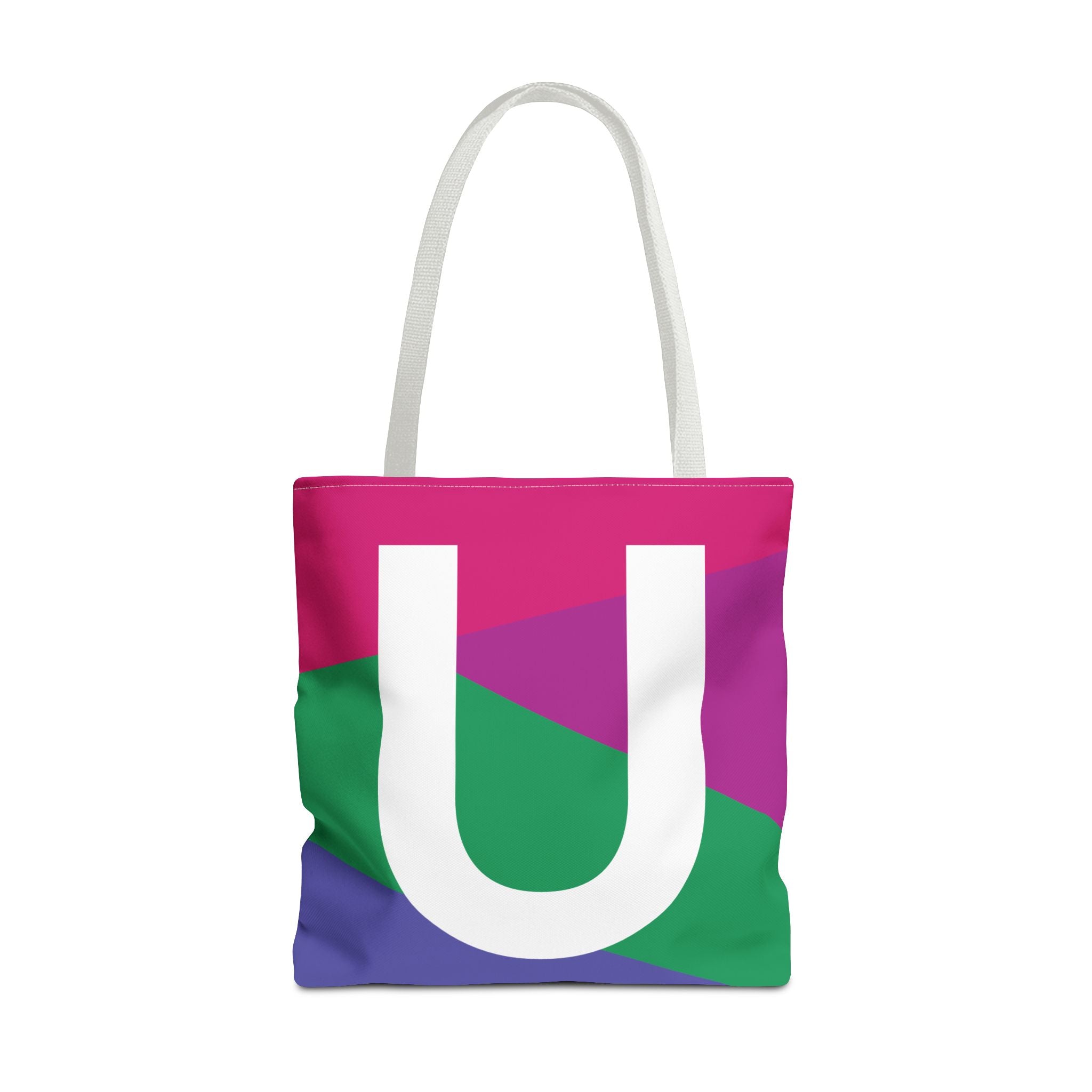Monogram 'U' Colorblock Tote Bag — Personalized Initial U Shoulder Tote