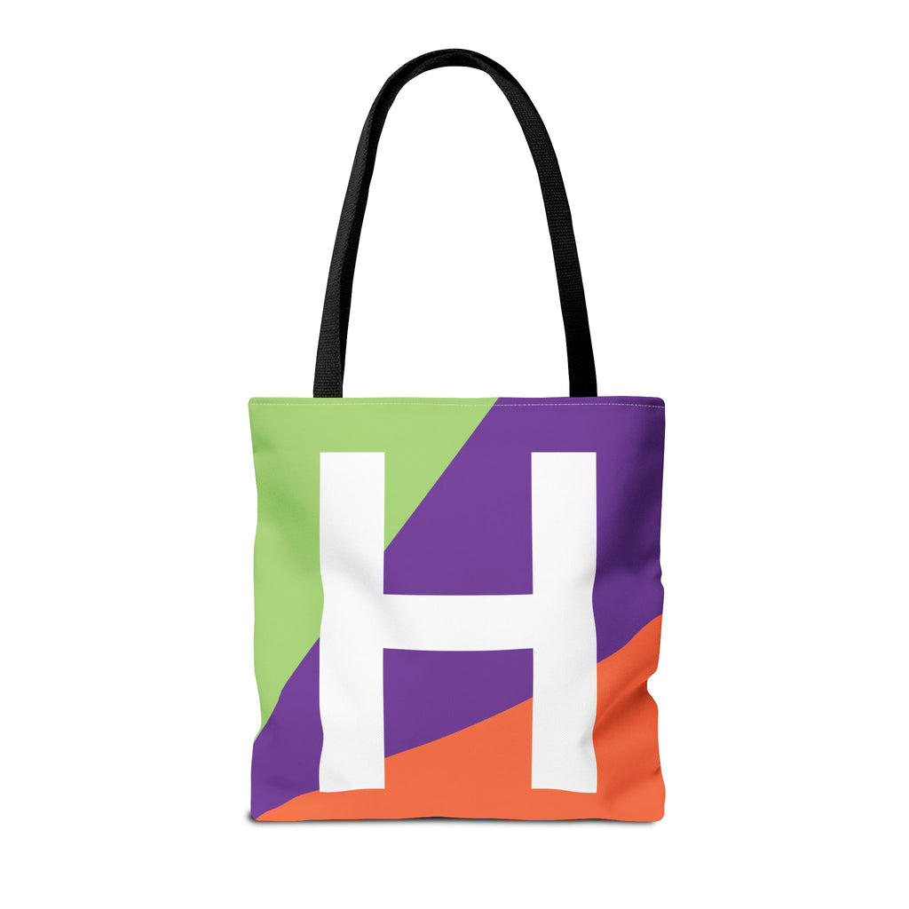 Monogram 'H' Colorblock Tote Bag — Personalized Initial H Shoulder Tote