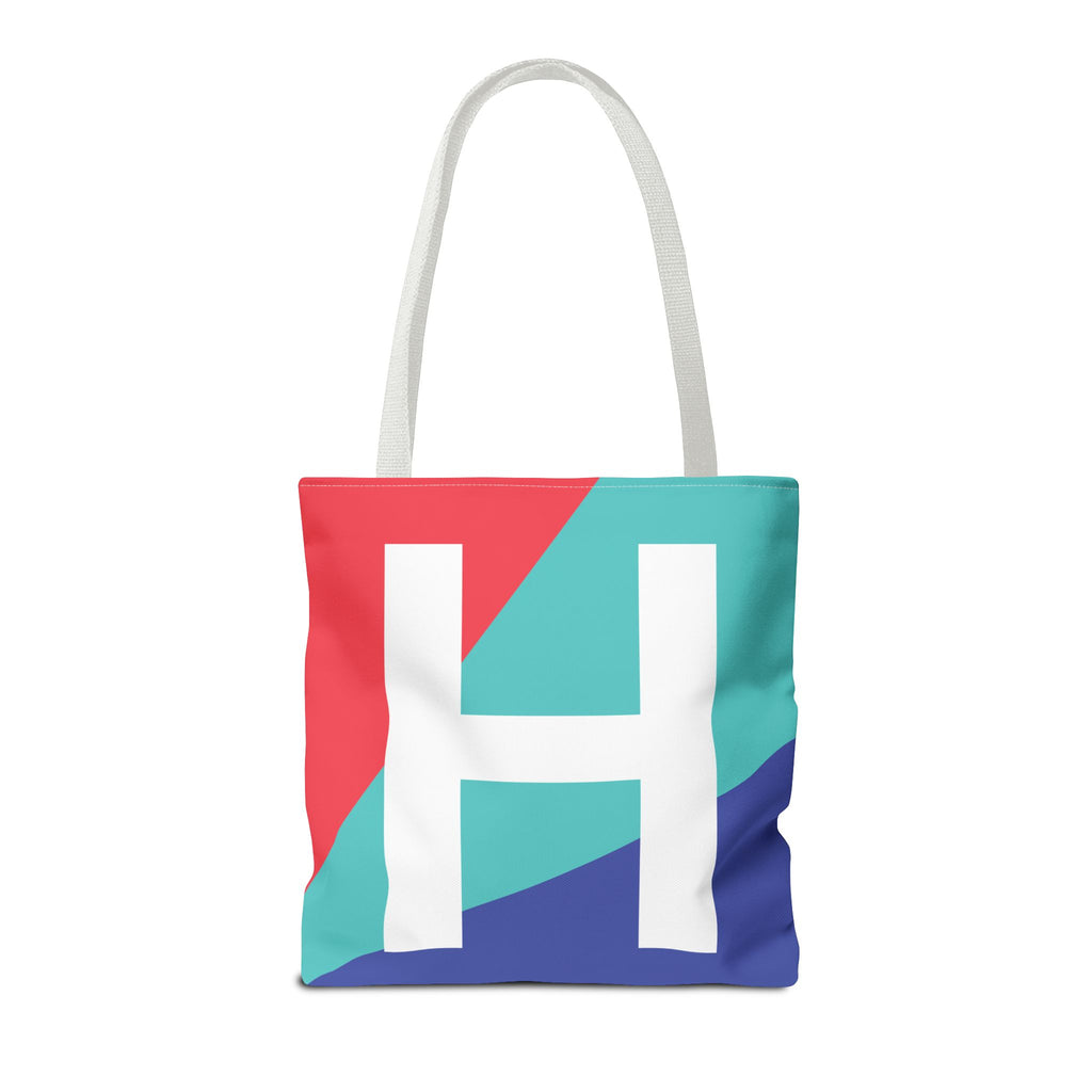 Monogram 'H' Colorblock Tote Bag — Personalized Initial H Shoulder Tote