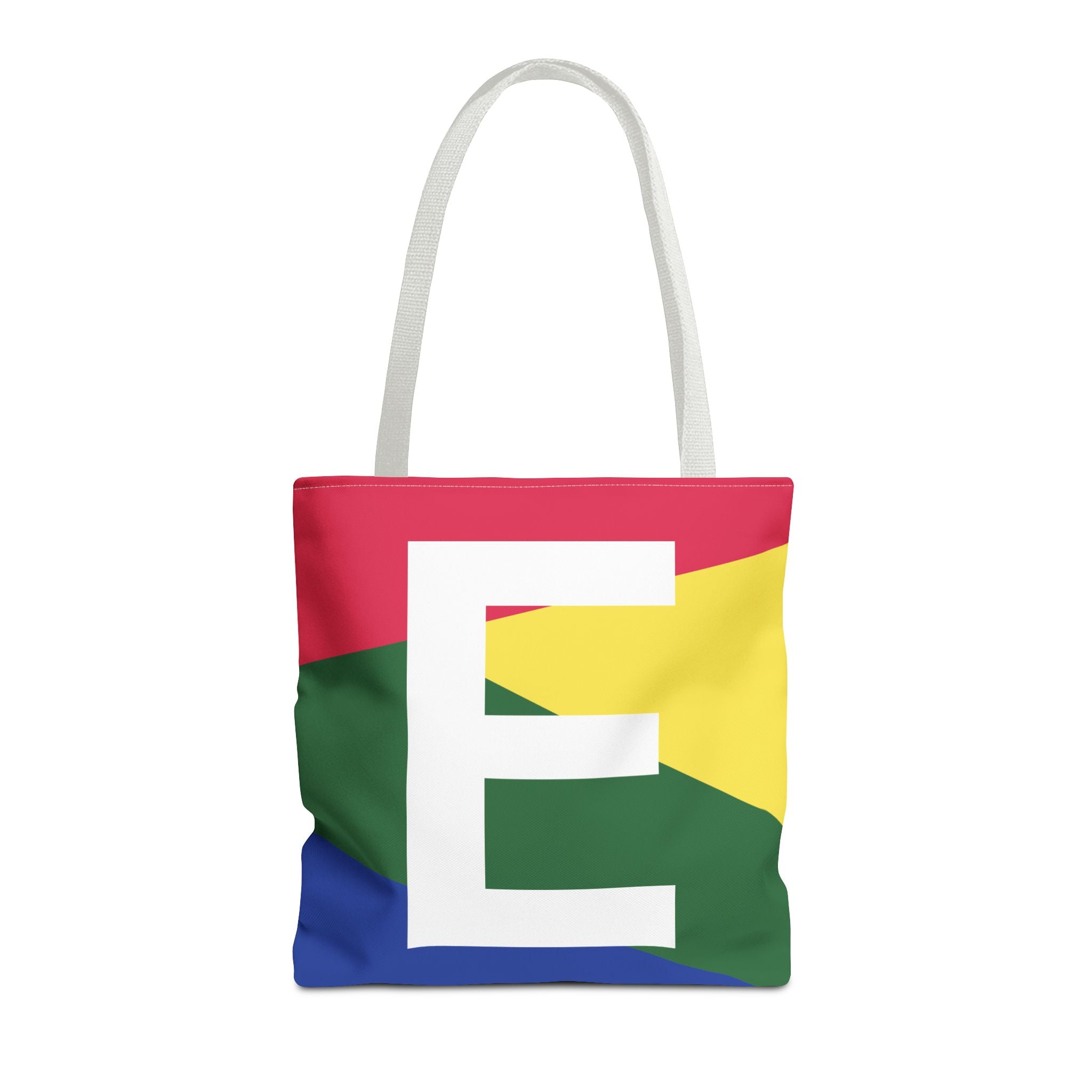Monogram 'E' Colorblock Tote Bag — Personalized Initial E Shoulder Tote