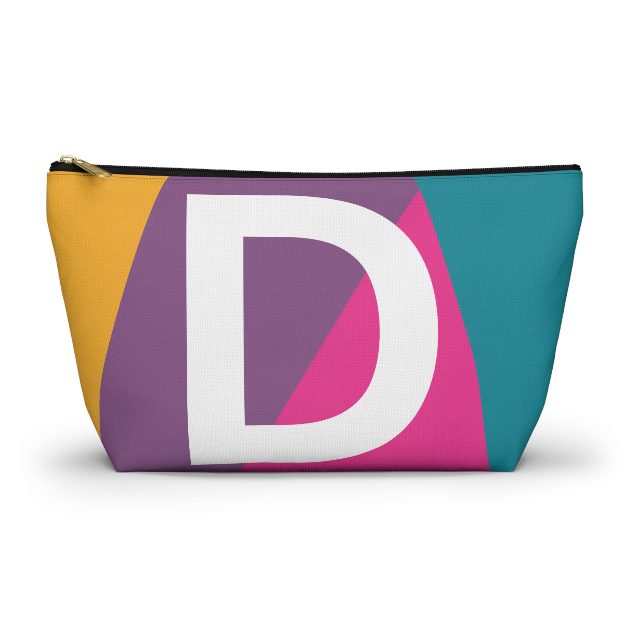 Initials Colorblock Accessory Pouch — Monogram D T-Bottom Cosmetic Bag