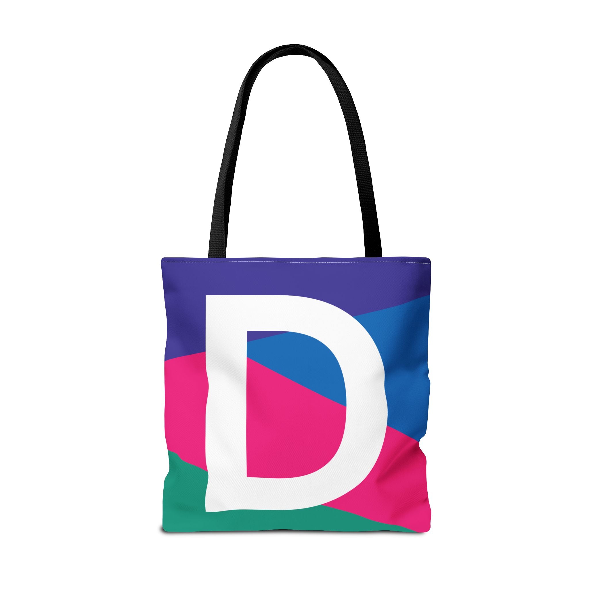 Monogram 'D' Colorblock Tote Bag — Personalized Initial D Shoulder Tote
