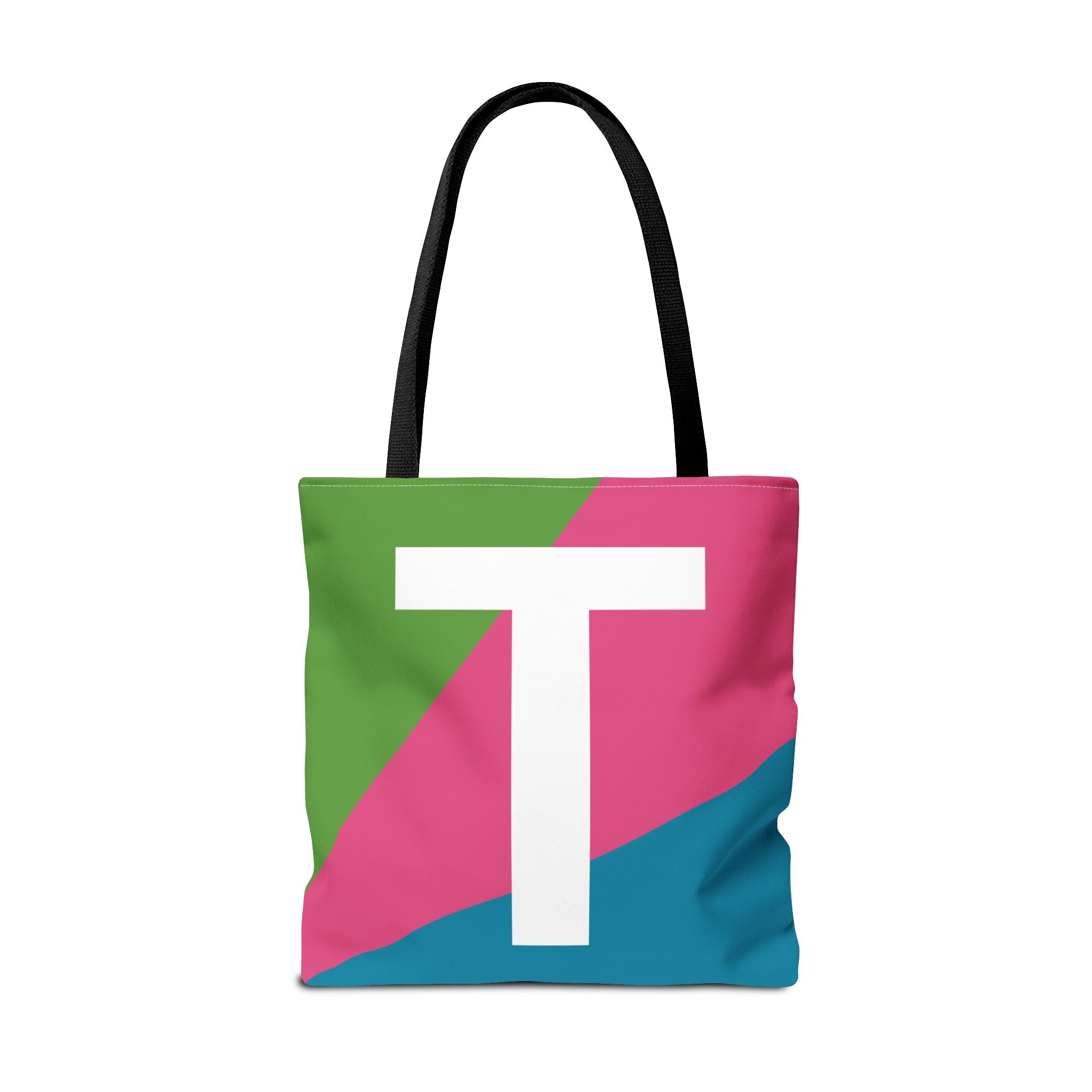 Monogram 'T' Colorblock Tote Bag — Personalized Initial T Shoulder Tote