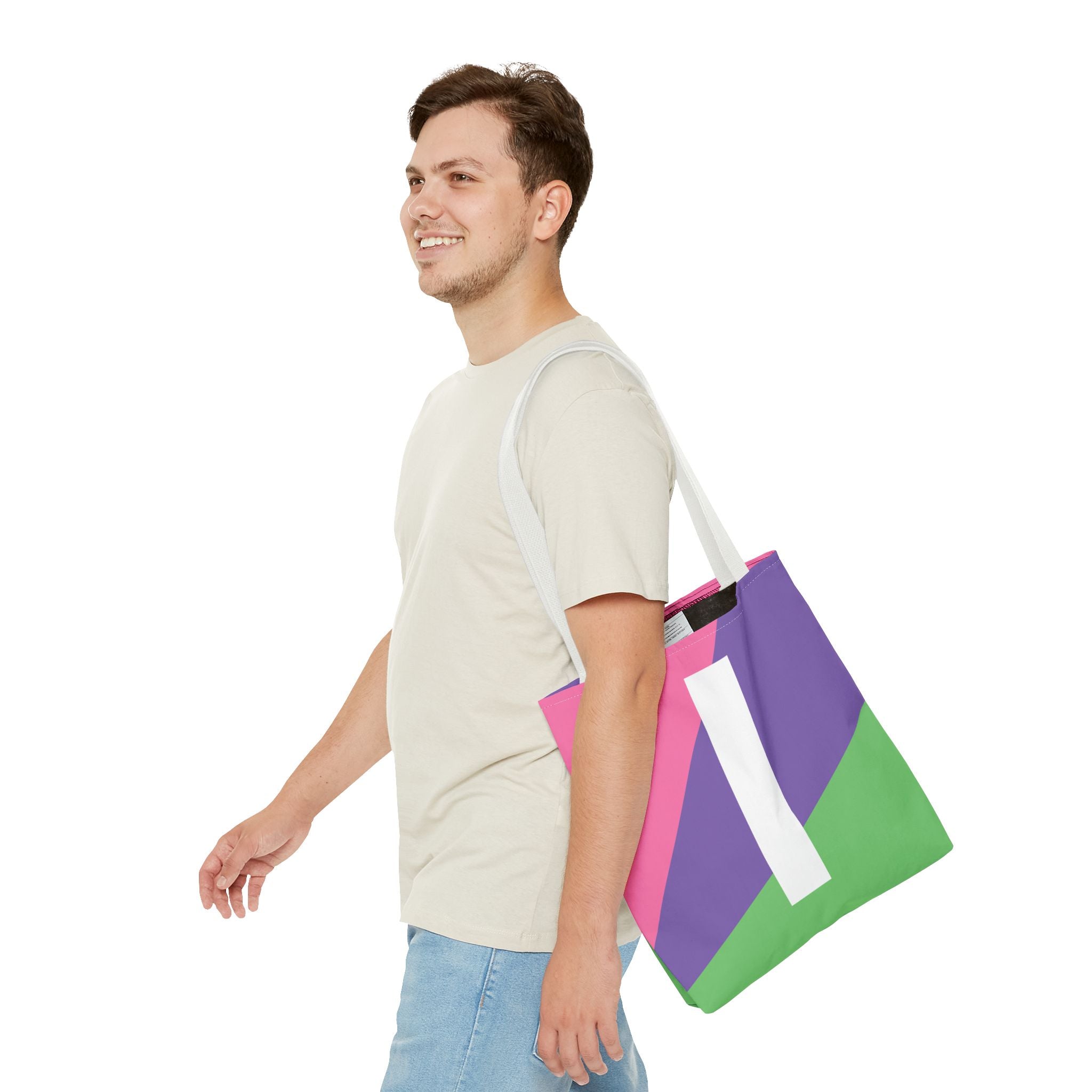 Monogram 'I' Colorblock Tote Bag — Personalized Initial I Shoulder Tote