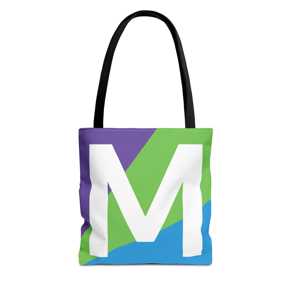 Monogram 'M' Colorblock Tote Bag — Personalized Initial M Shoulder Tote