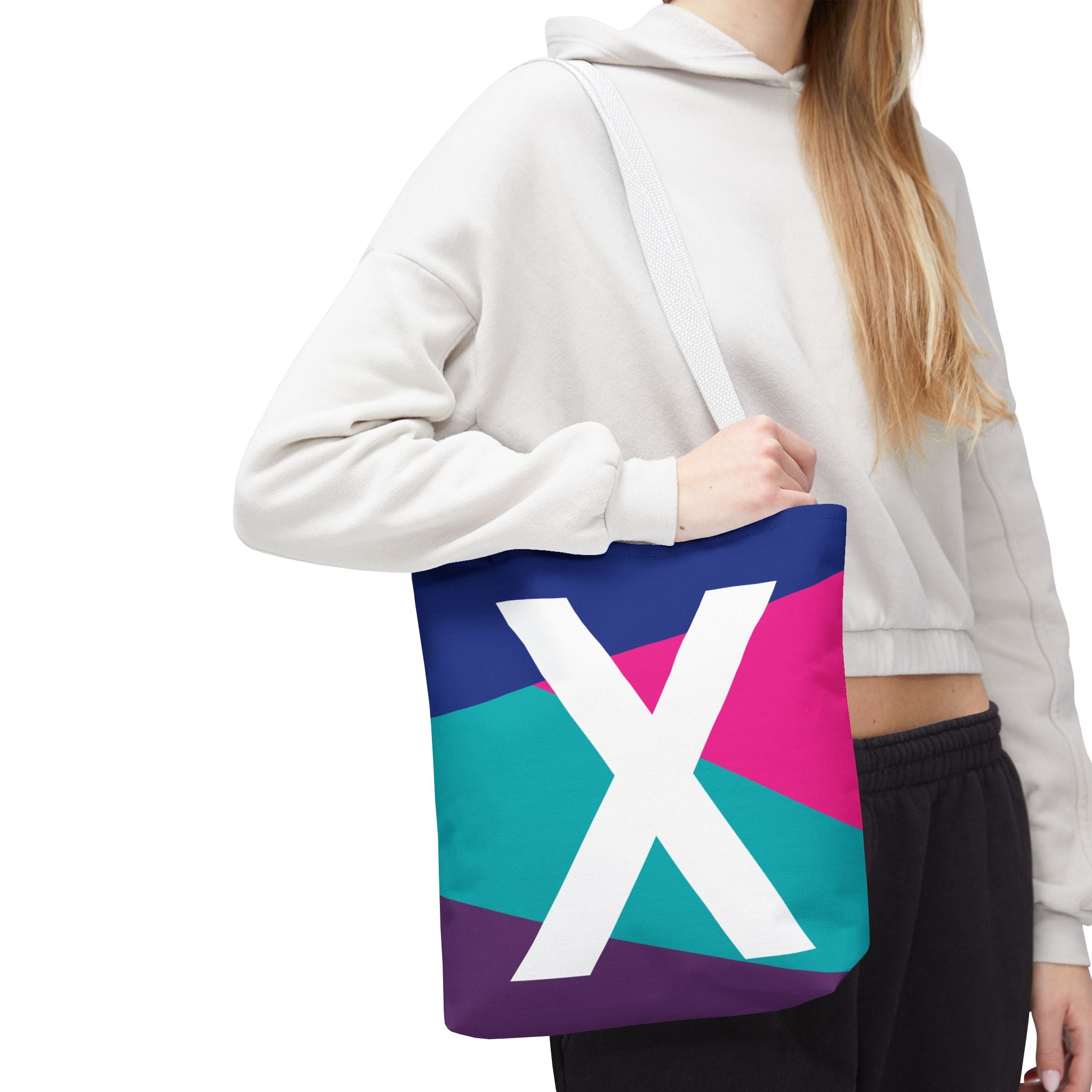 Monogram 'X' Colorblock Tote Bag — Personalized Initial X Shoulder Tote