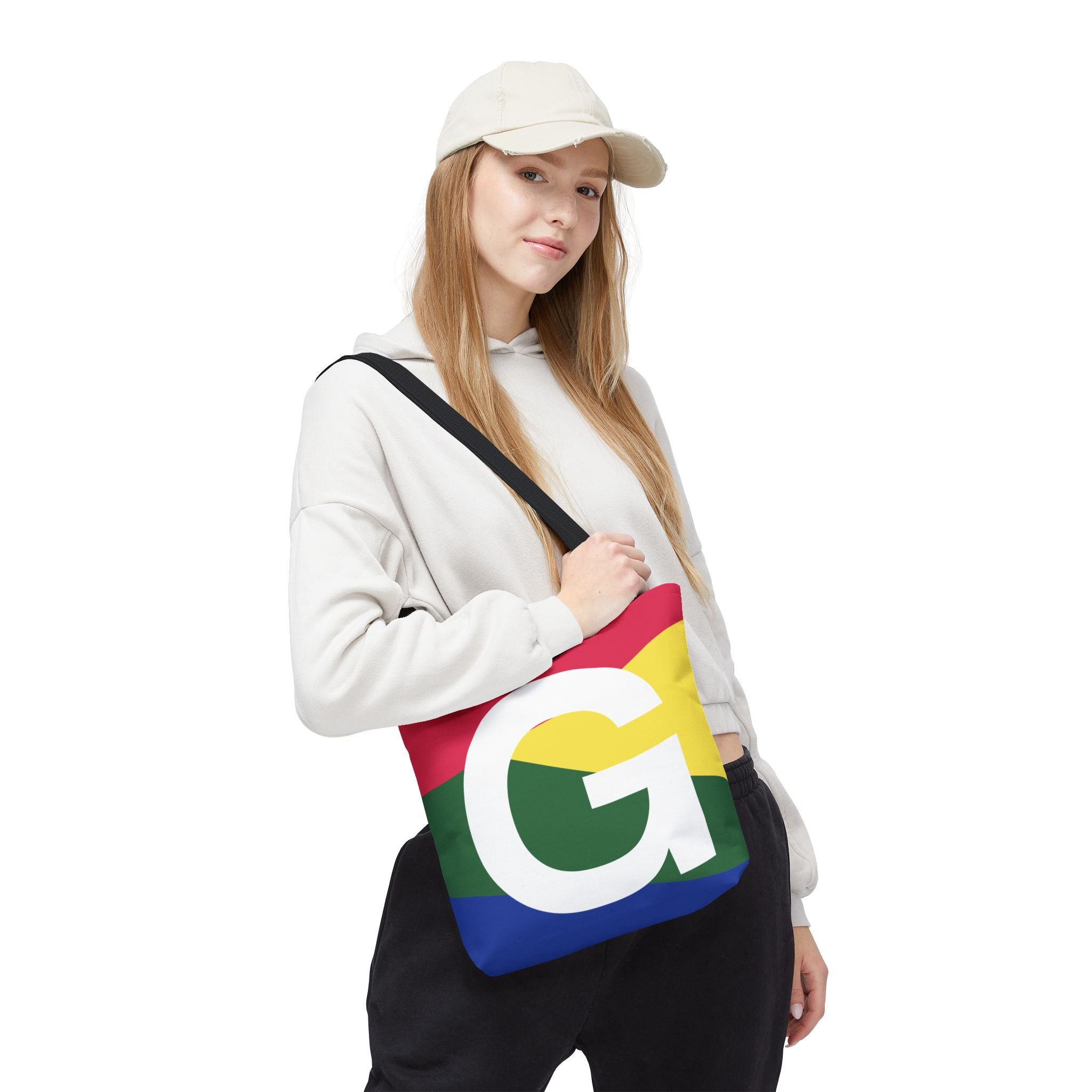 Monogram 'G' Colorblock Tote Bag — Personalized Initial G Shoulder Tote