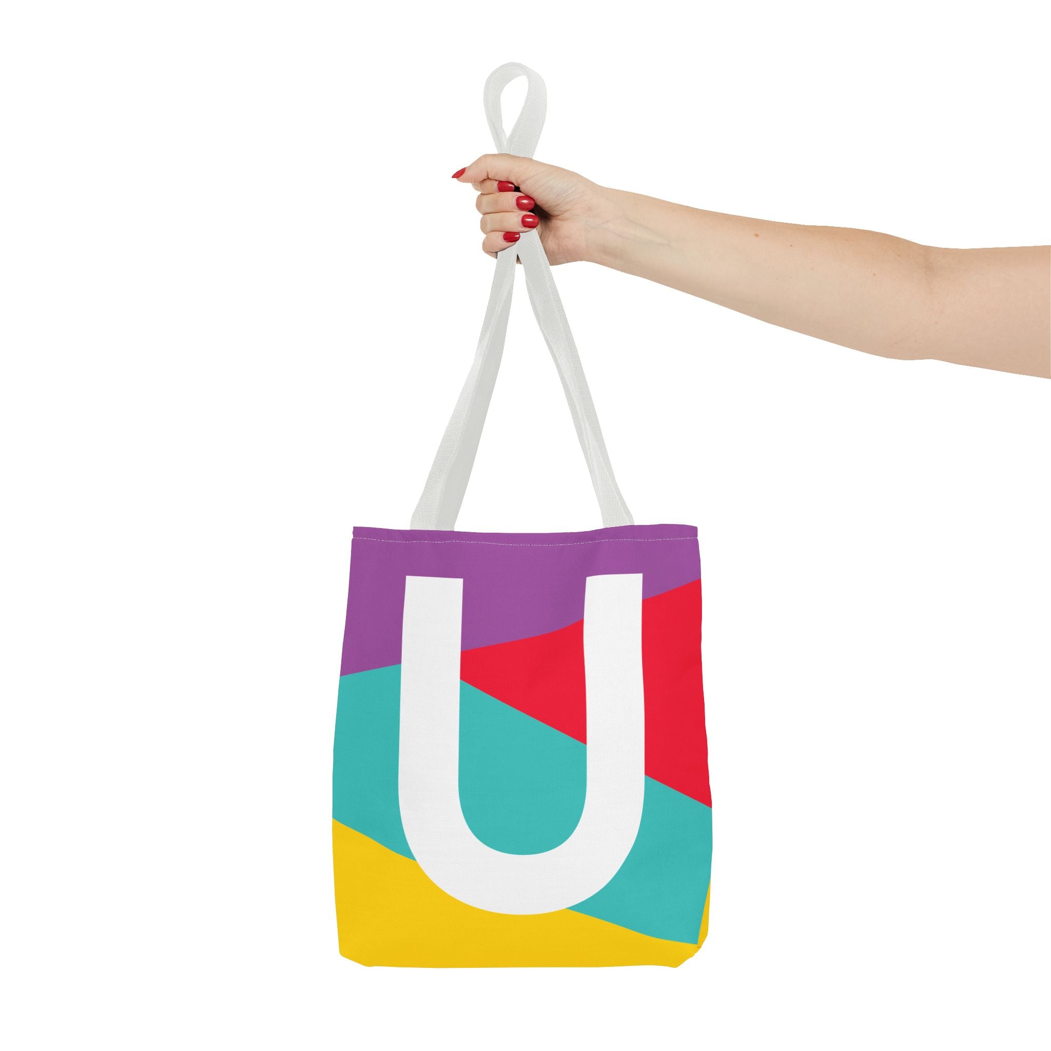 Monogram 'U' Colorblock Tote Bag — Personalized Initial U Shoulder Tote