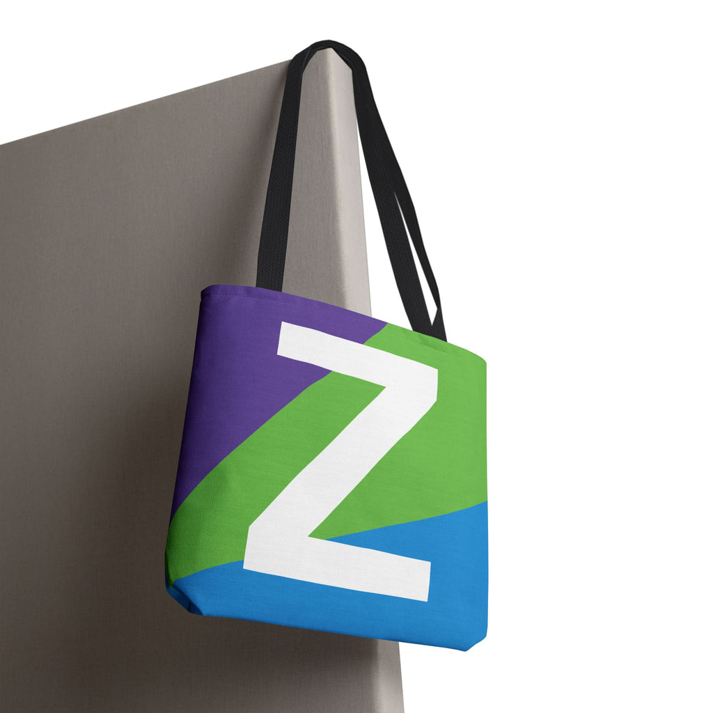 Monogram 'Z' Colorblock Tote Bag — Personalized Initial Z Shoulder Tote