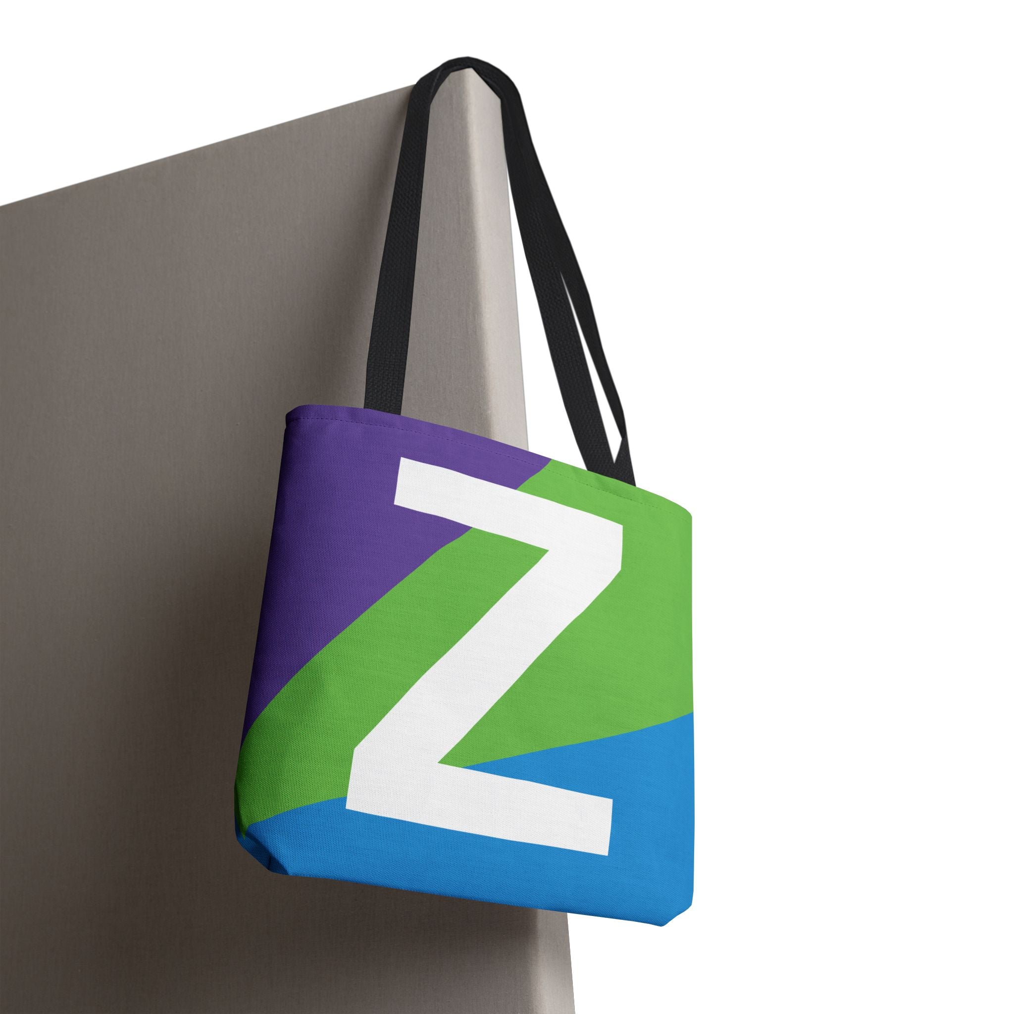 Monogram 'Z' Colorblock Tote Bag — Personalized Initial Z Shoulder Tote
