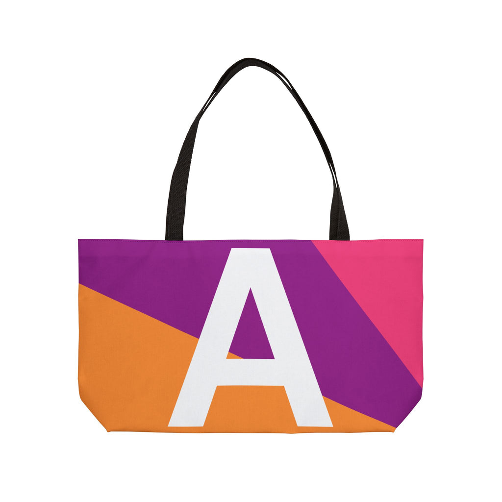 Personalized 'A' Colorblock Tote Bag — Monogram Weekender Tote