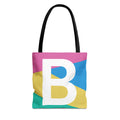 Monogram 'B' Colorblock Tote Bag — Personalized Initial B Shoulder Tote
