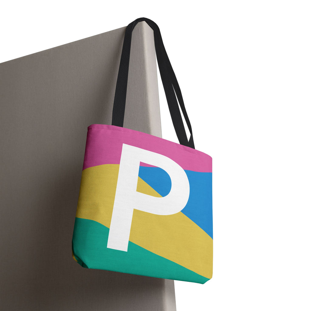 Monogram 'P' Colorblock Tote Bag — Personalized Initial P Shoulder Tote