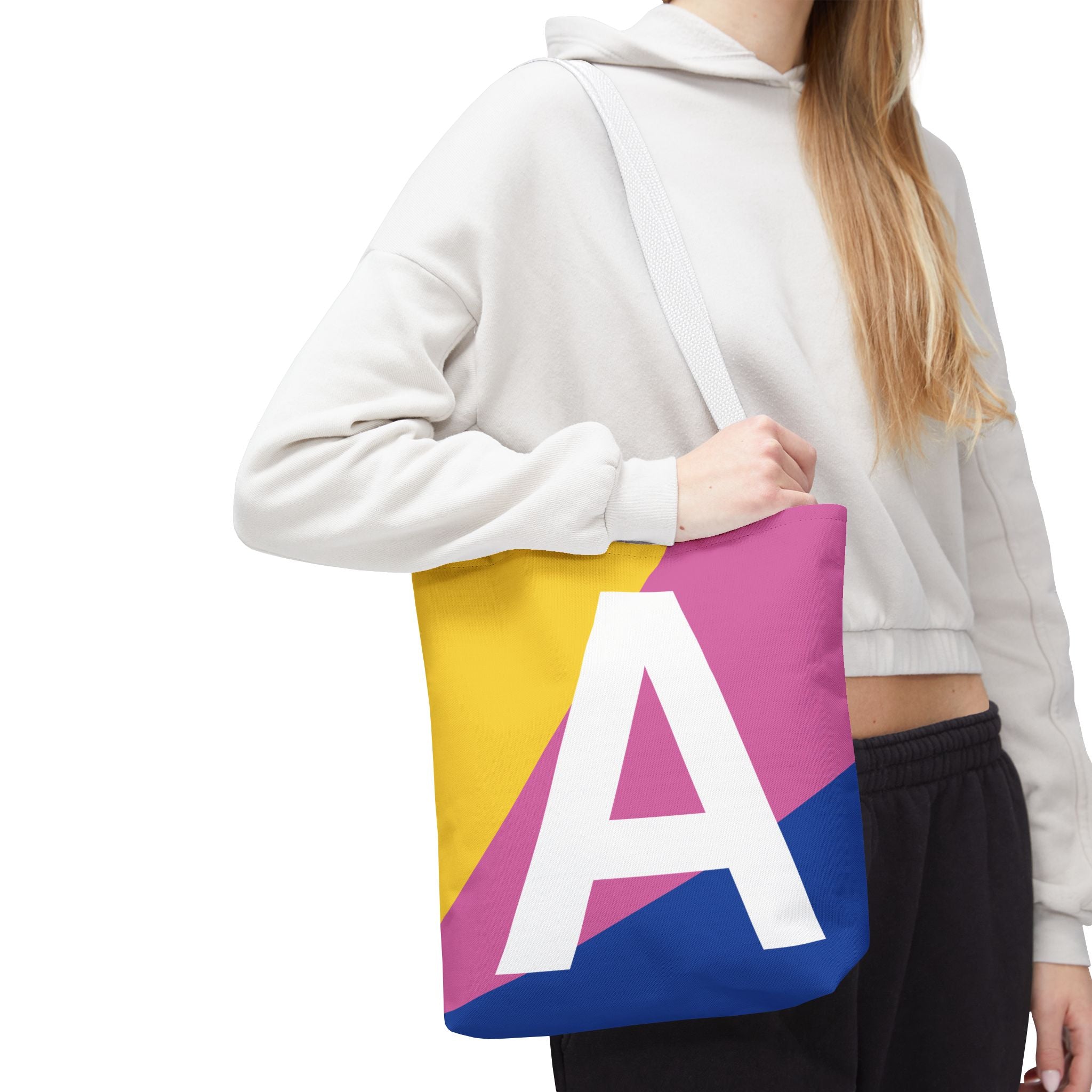 Monogram 'A' Colorblock Tote Bag — Personalized Initial A Shoulder Tote