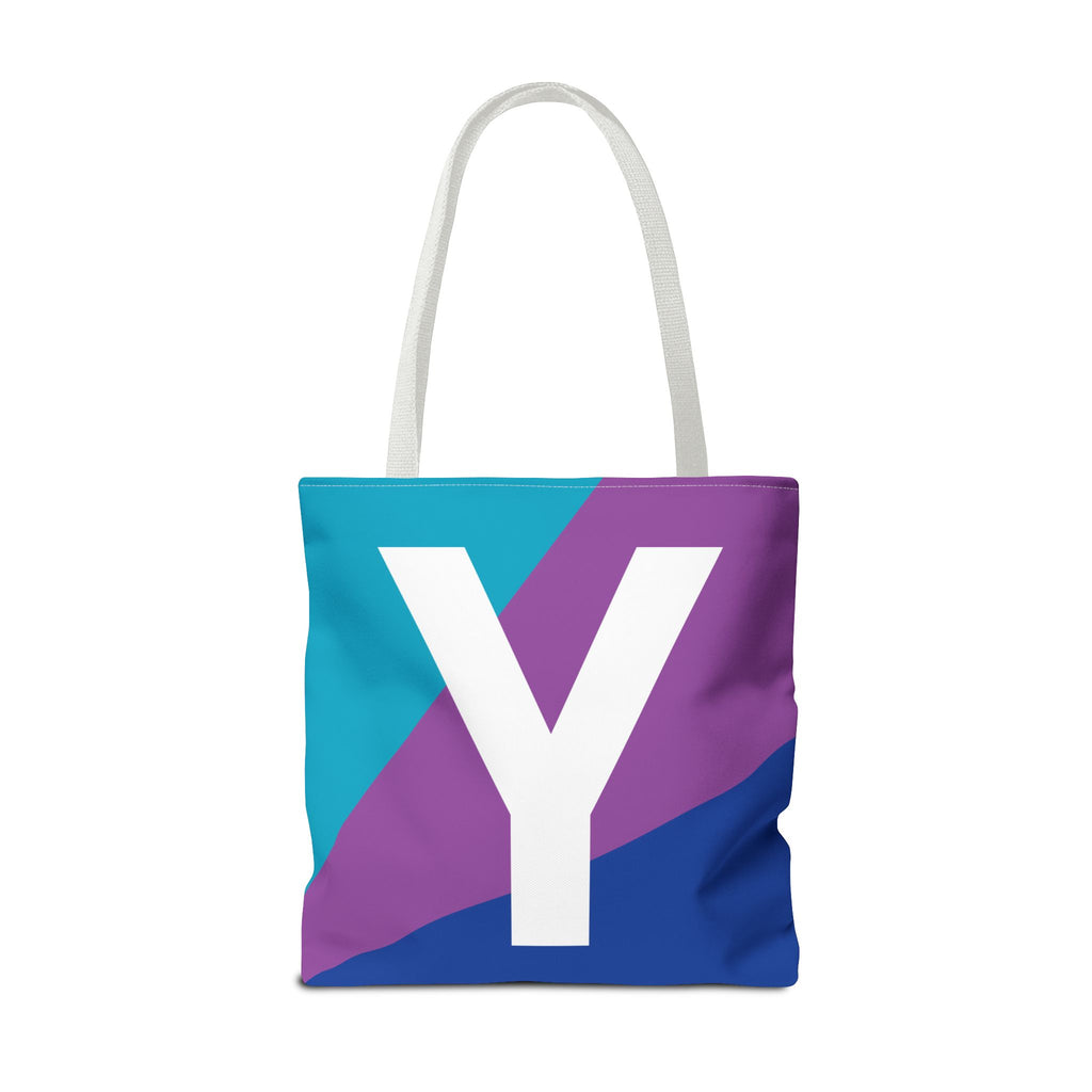 Monogram 'Y' Colorblock Tote Bag — Personalized Initial Y Shoulder Tote