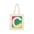 Initial C Colorblock Canvas Tote Bag — Monogram Letter C Reusable Grocery Tote