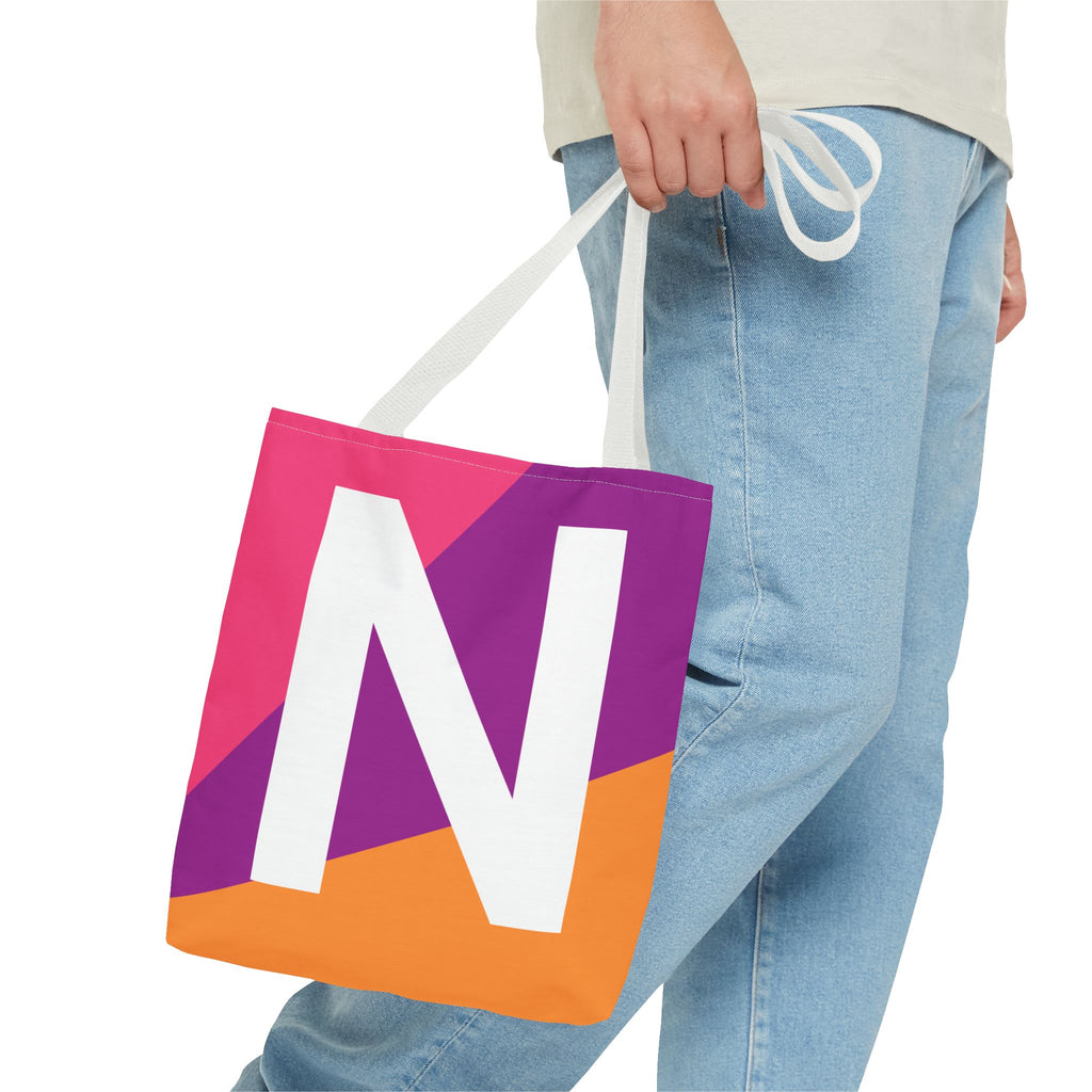 Monogram 'N' Colorblock Tote Bag — Personalized Initial N Shoulder Tote
