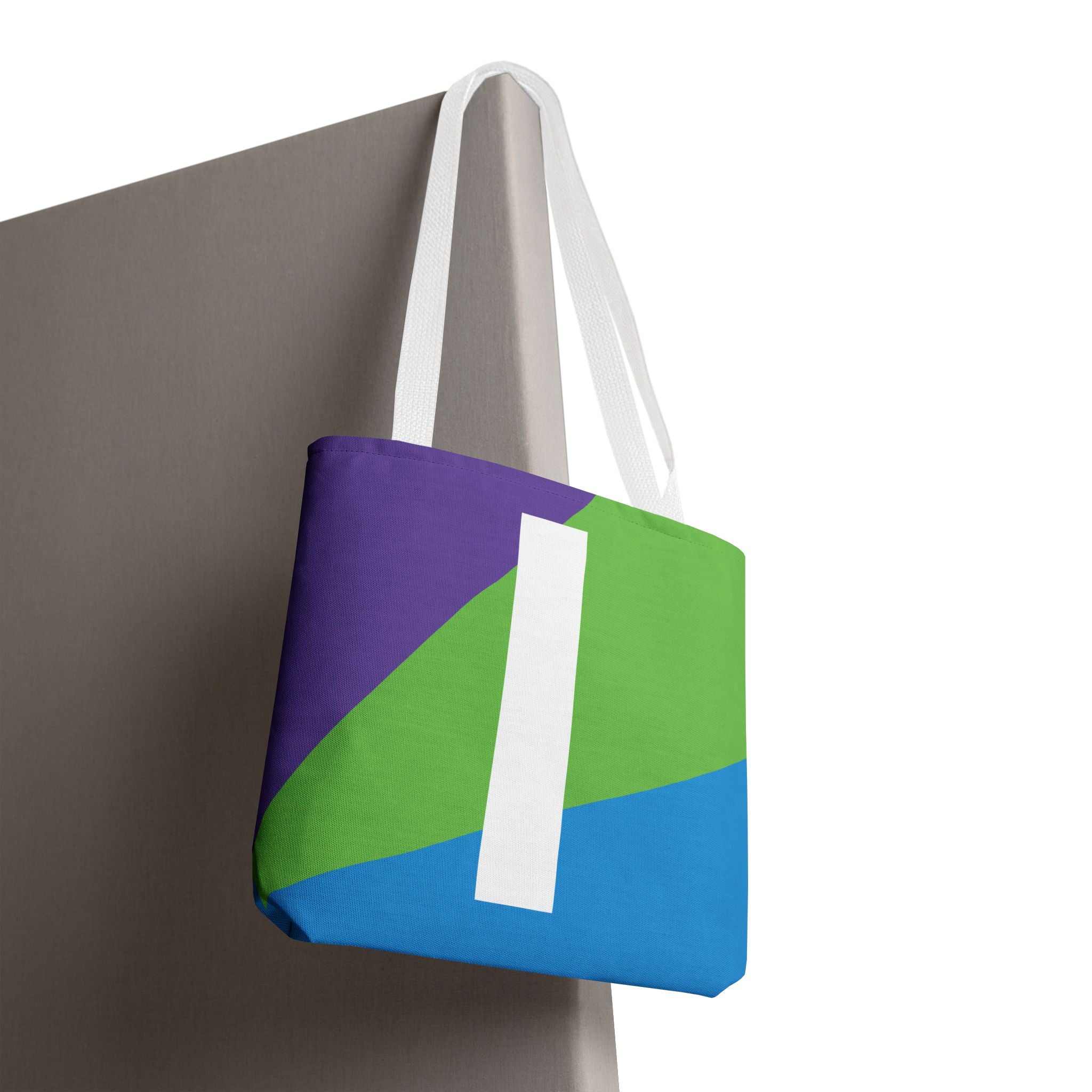 Monogram 'I' Colorblock Tote Bag — Personalized Initial I Shoulder Tote