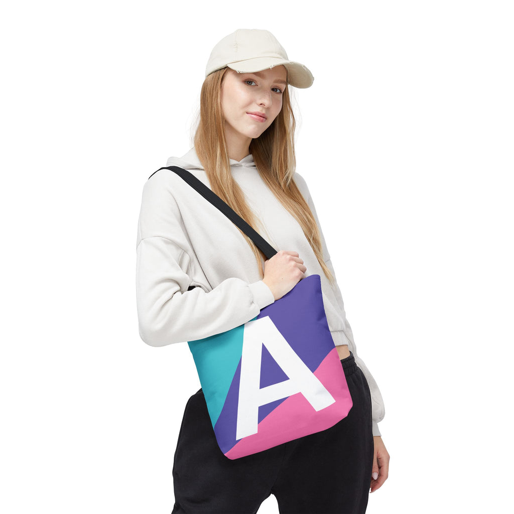 Monogram 'A' Colorblock Tote Bag — Personalized Initial A Shoulder Tote