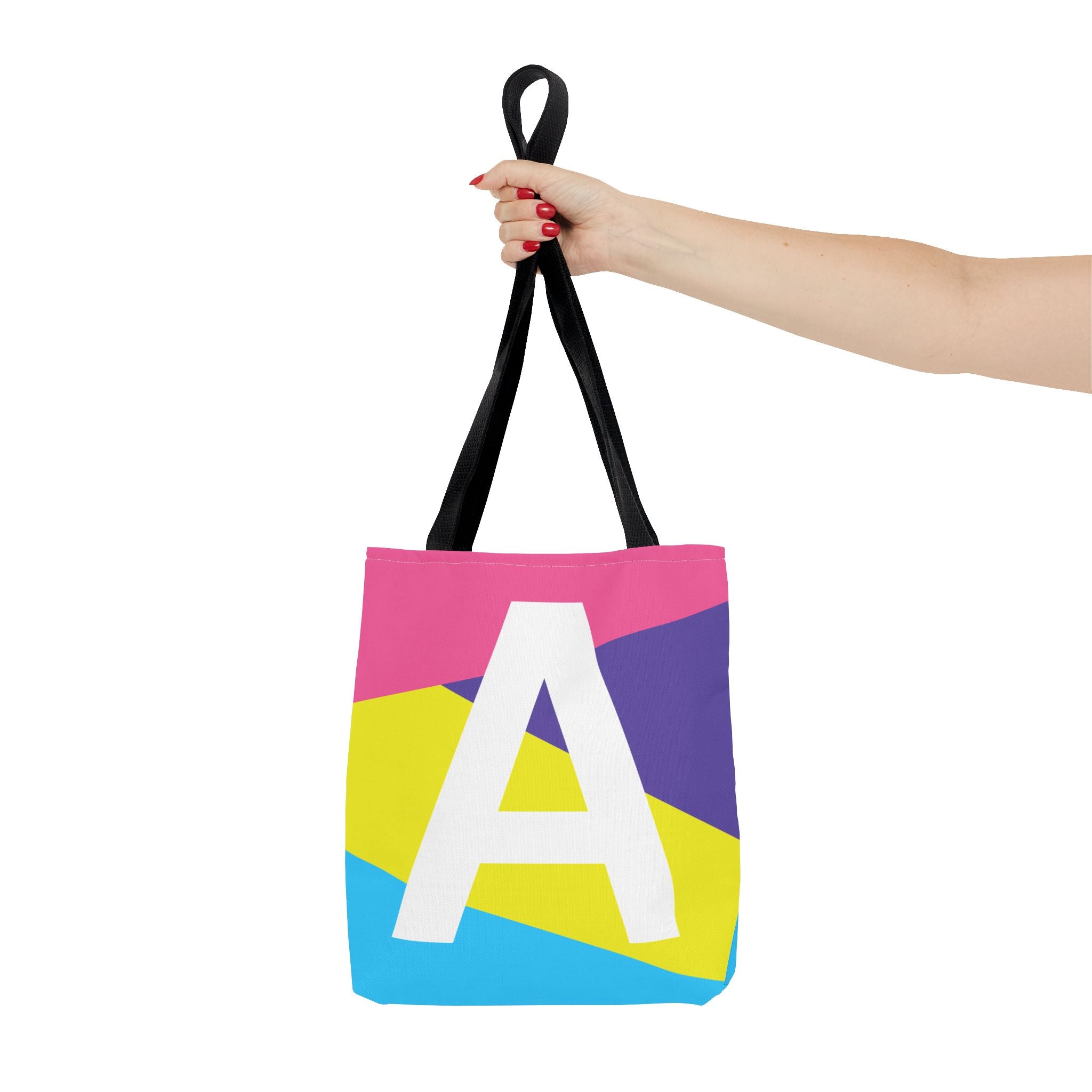 Monogram 'A' Colorblock Tote Bag — Personalized Initial A Shoulder Tote